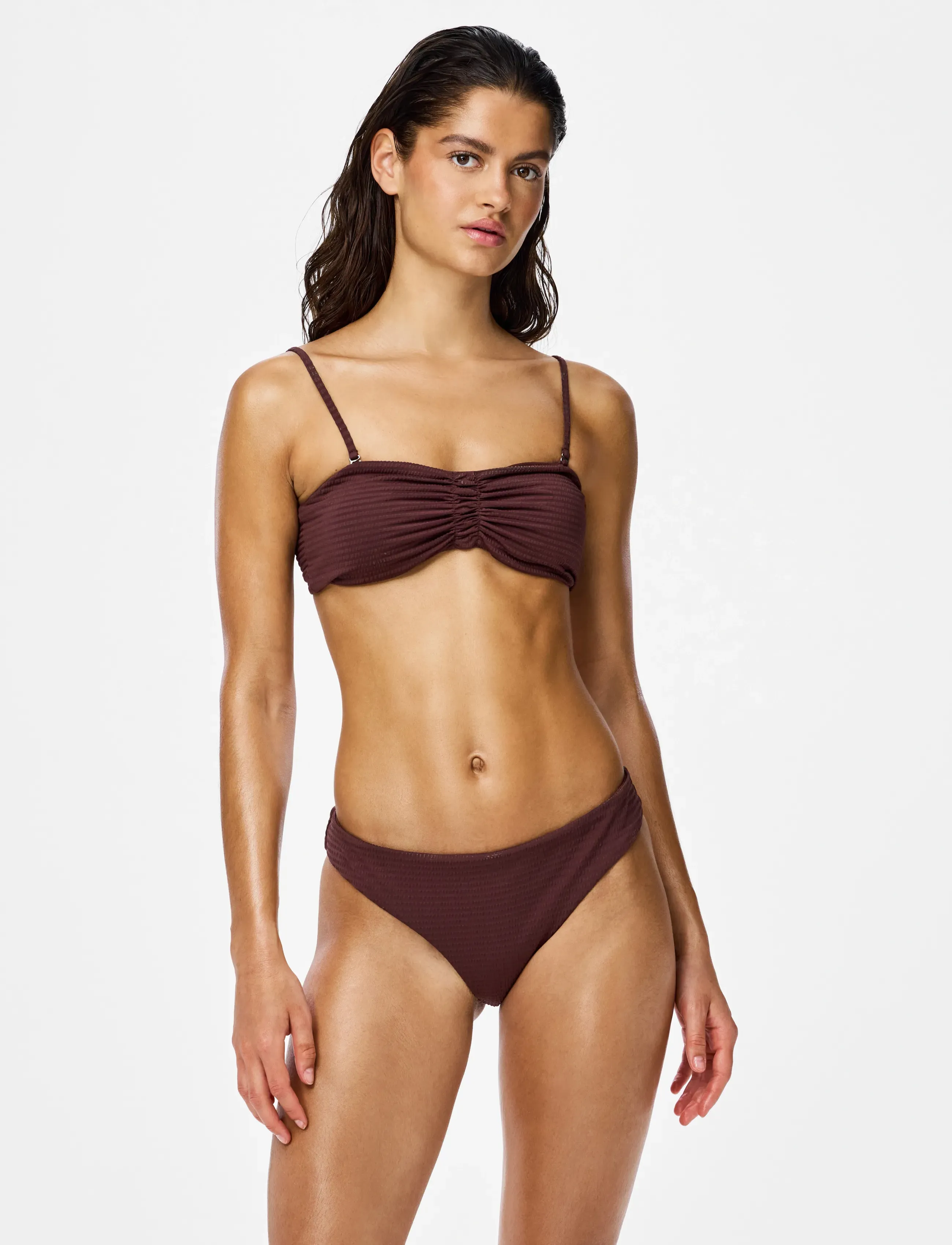 Pieces PCKAYA SEERSUCKER BIKINI TOP - Pieces - DEEP MAHOGANY / brown
