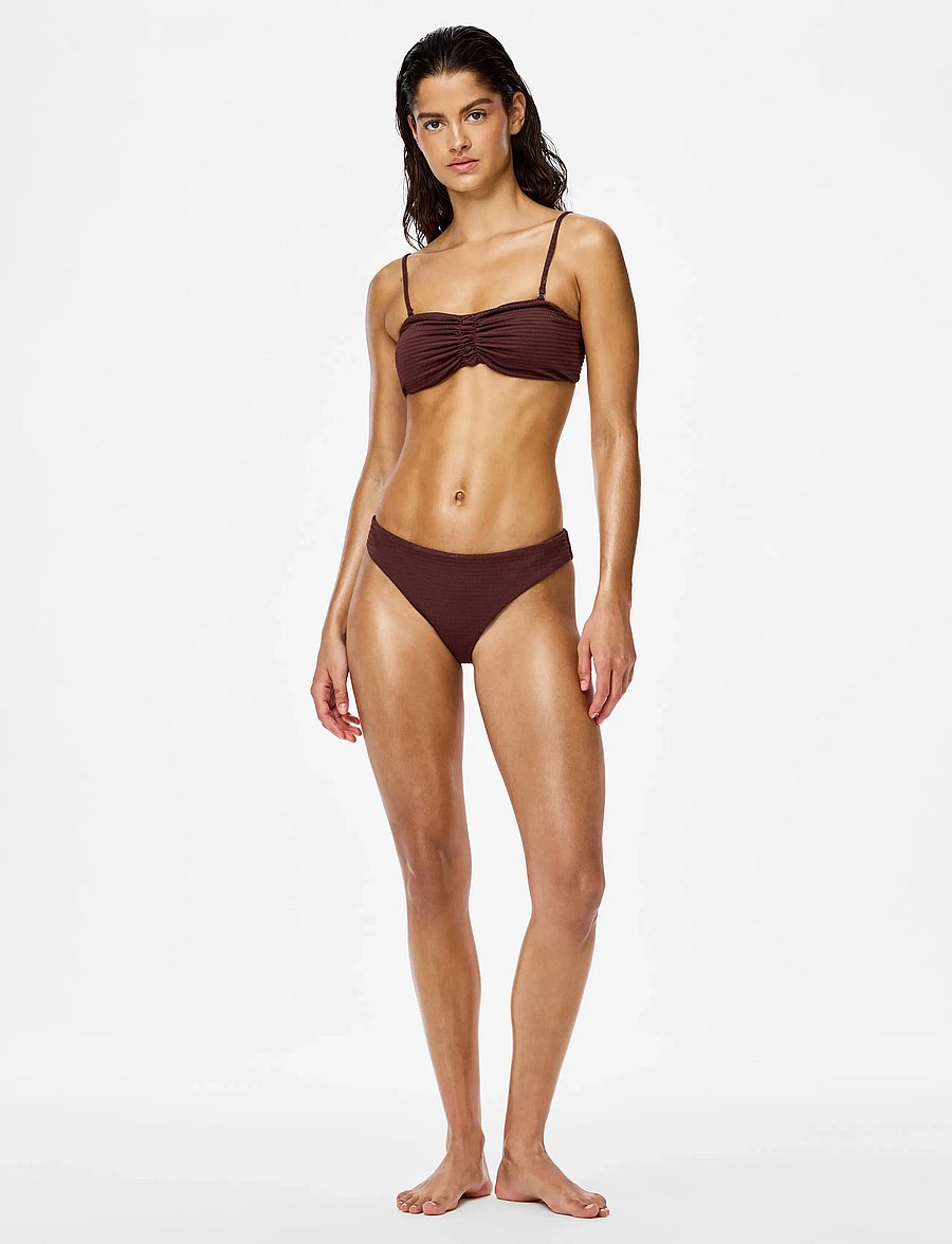 Pieces - PCKAYA SEERSUCKER BIKINI TOP - bandeau-bikini-oberteile - deep mahogany - 4