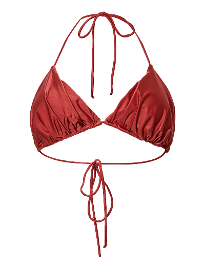 Pieces PCKIN BIKINI SHINY BRA - Bikini Tops - RED OCHRE / red