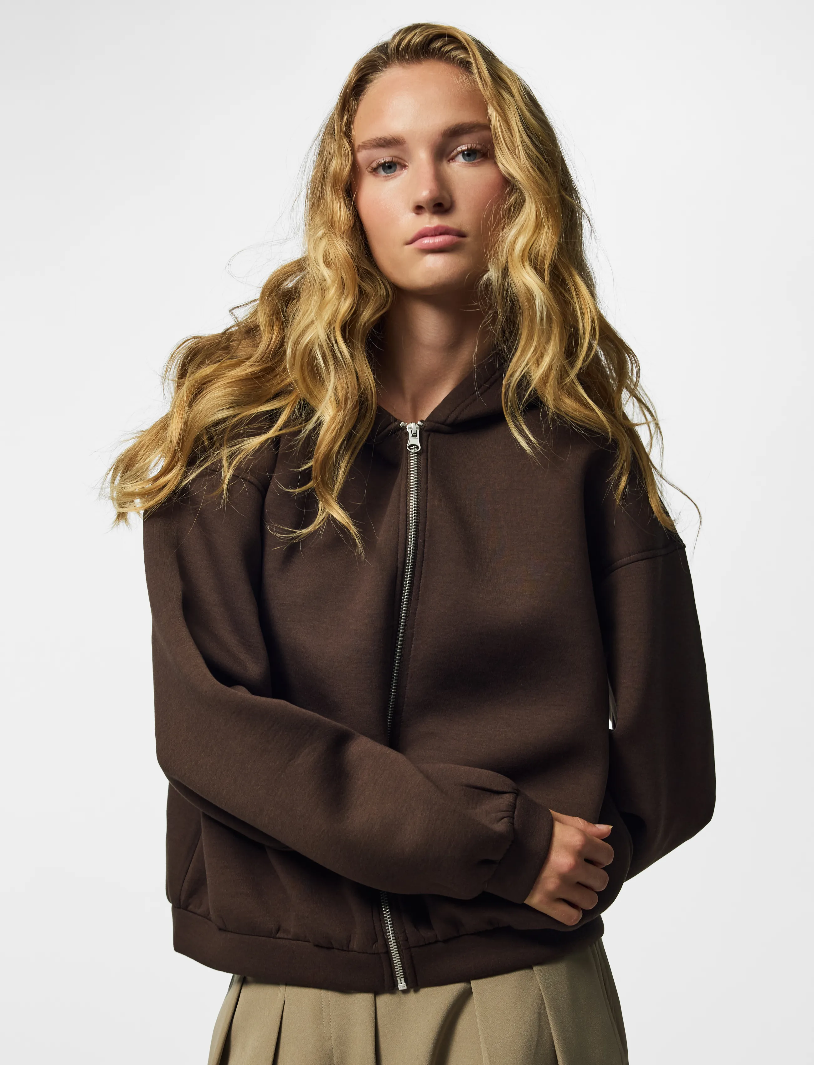 Pieces PCBUCUBA LS ZIPPER SCUBA HOODIE ACT JRS - Pieces - HOT FUDGE / brown