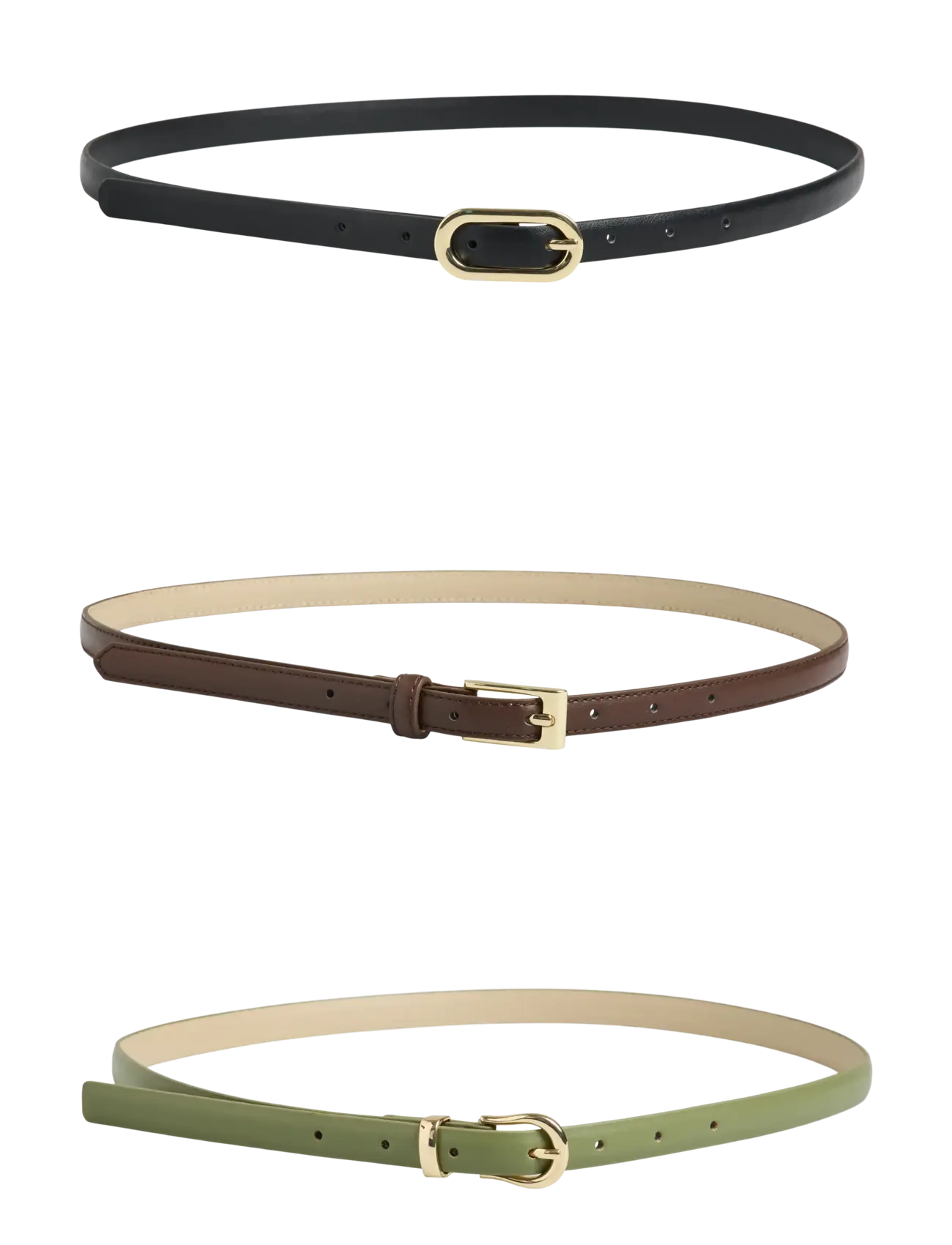 Pieces PCBENEDIKTE 3-PACK SLIM JEANS BELT - Bælter - SPHAGNUM / black