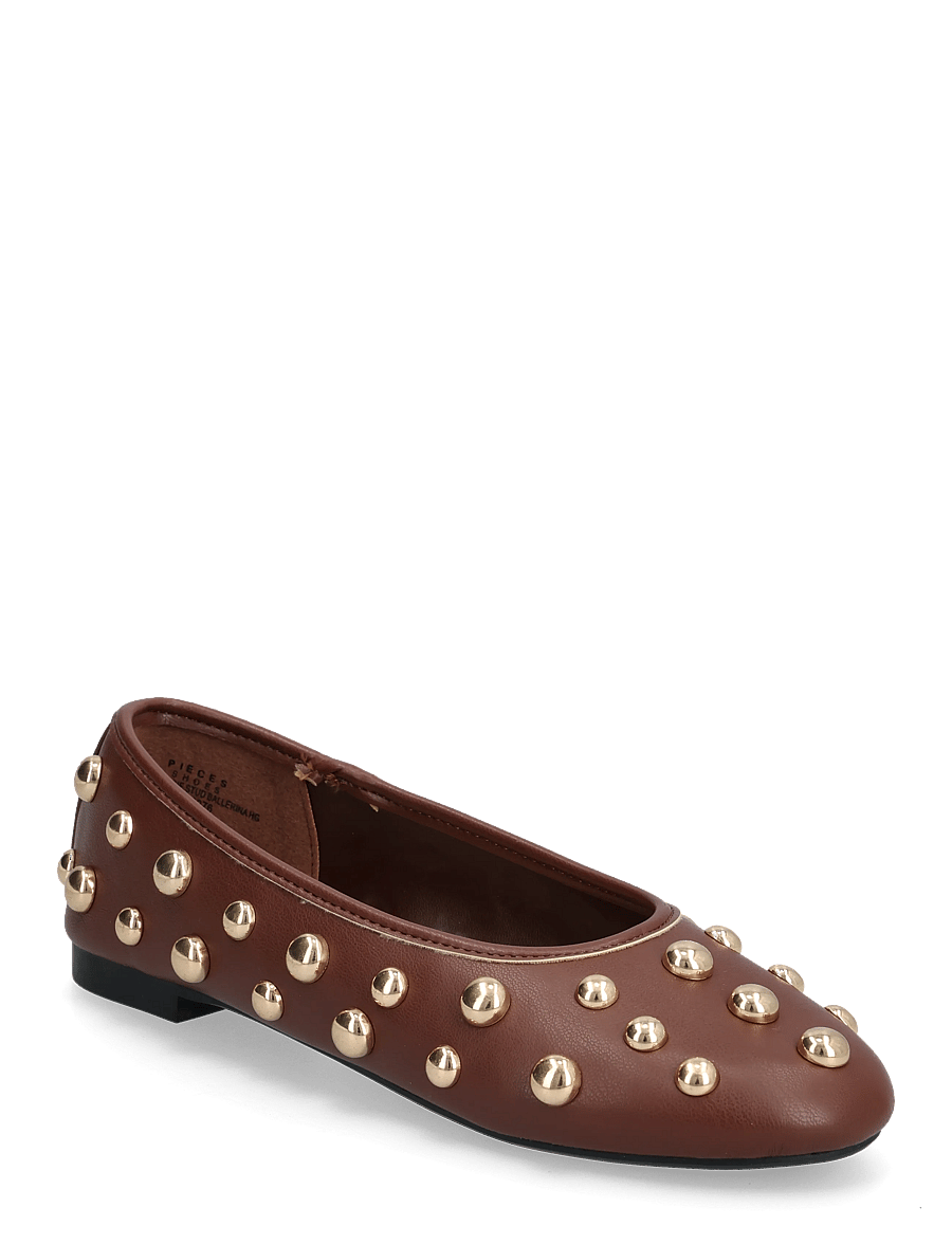 Pieces - PCKAROLINE STUD BALLERINA HG - besondere anlässe - downtown brown - 0