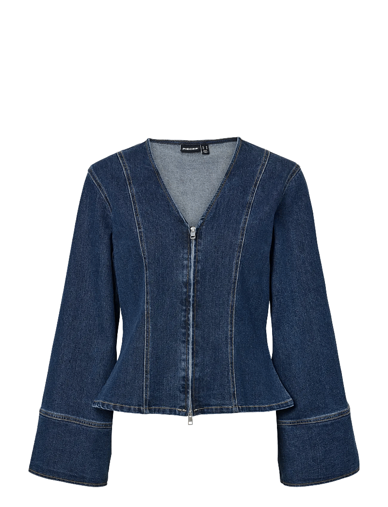 Pieces - PCFLORA LS DENIM SHIRT - jeansskjortor - dark blue denim - 1