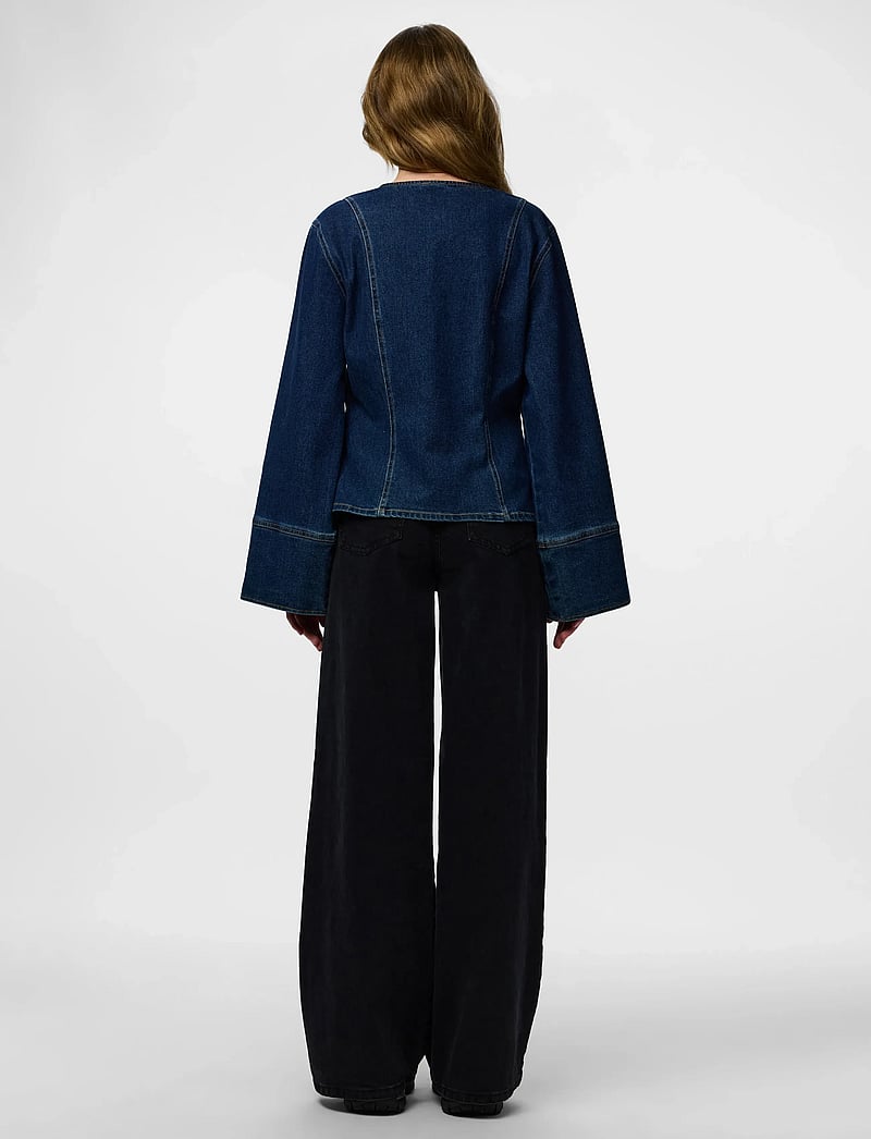 Pieces - PCFLORA LS DENIM SHIRT - jeansskjortor - dark blue denim - 4