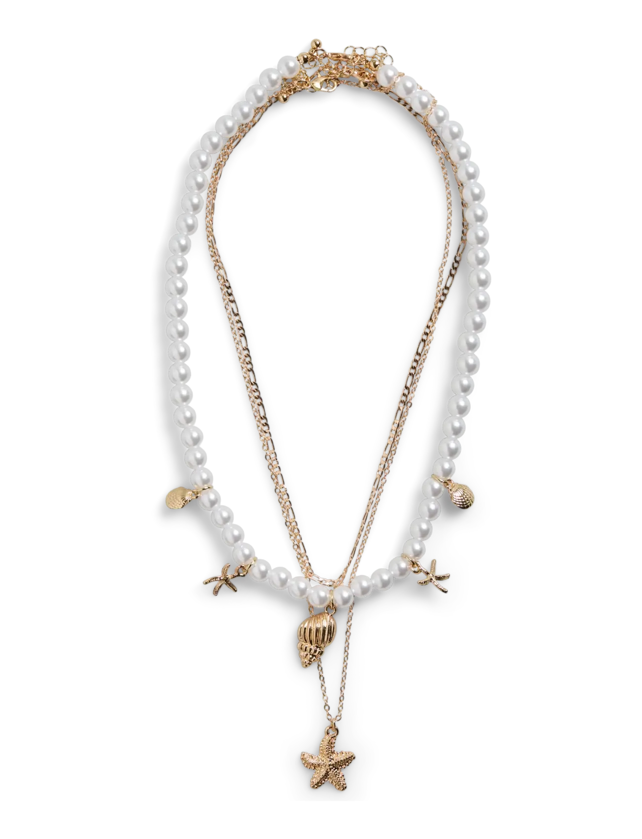 Pieces PCKIRSTINI M NECKLACE 3-PACK - Festkläder till outletpriser - GOLD COLOUR / white