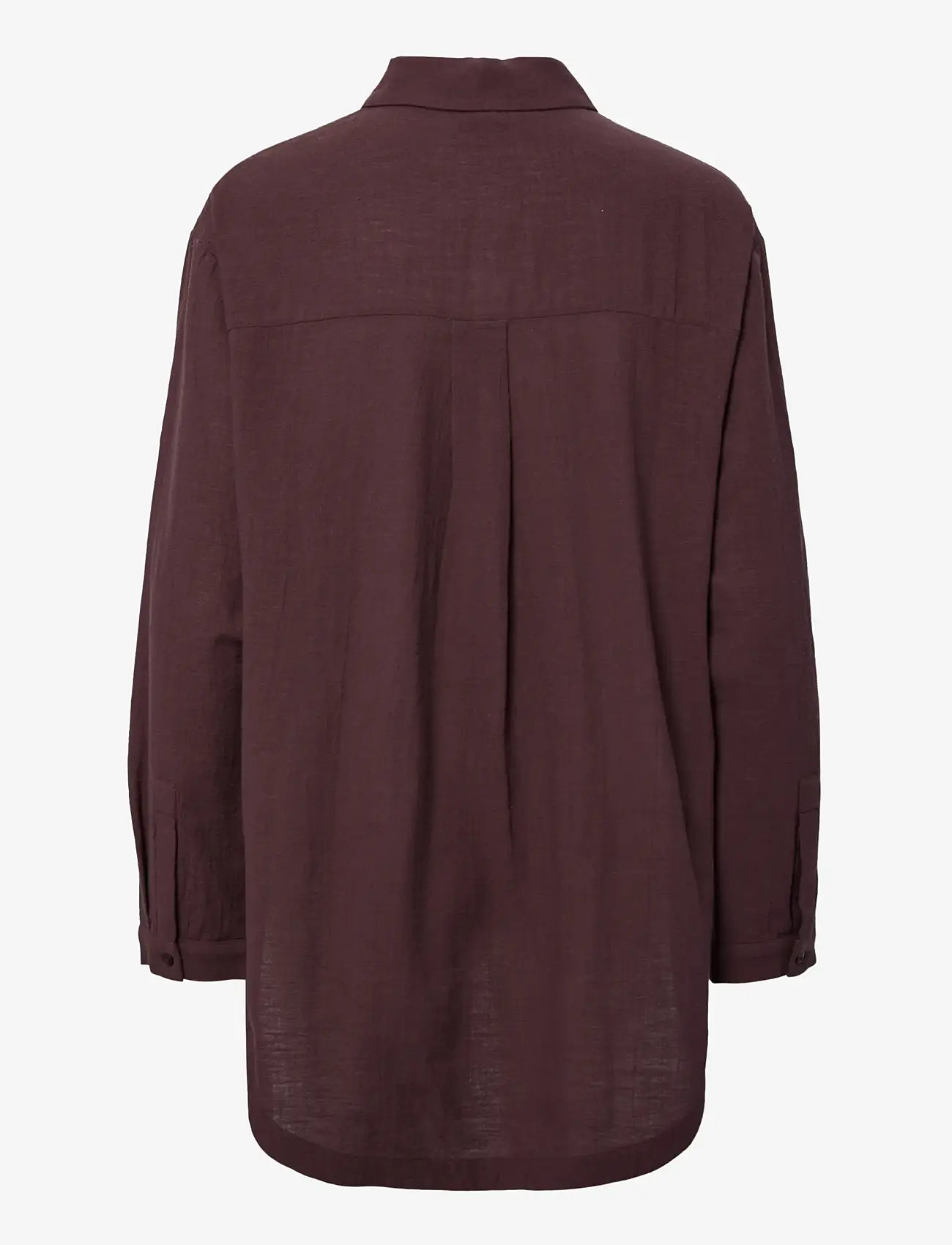 Pieces - PCAGNES LS OVERSIZED SHIRT WVN BC - strandtøj - deep mahogany - 1