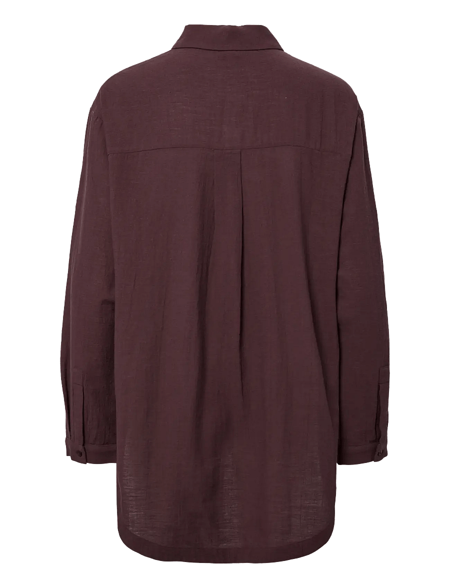 Pieces - PCAGNES LS OVERSIZED SHIRT WVN BC - strandkläder - deep mahogany - 1