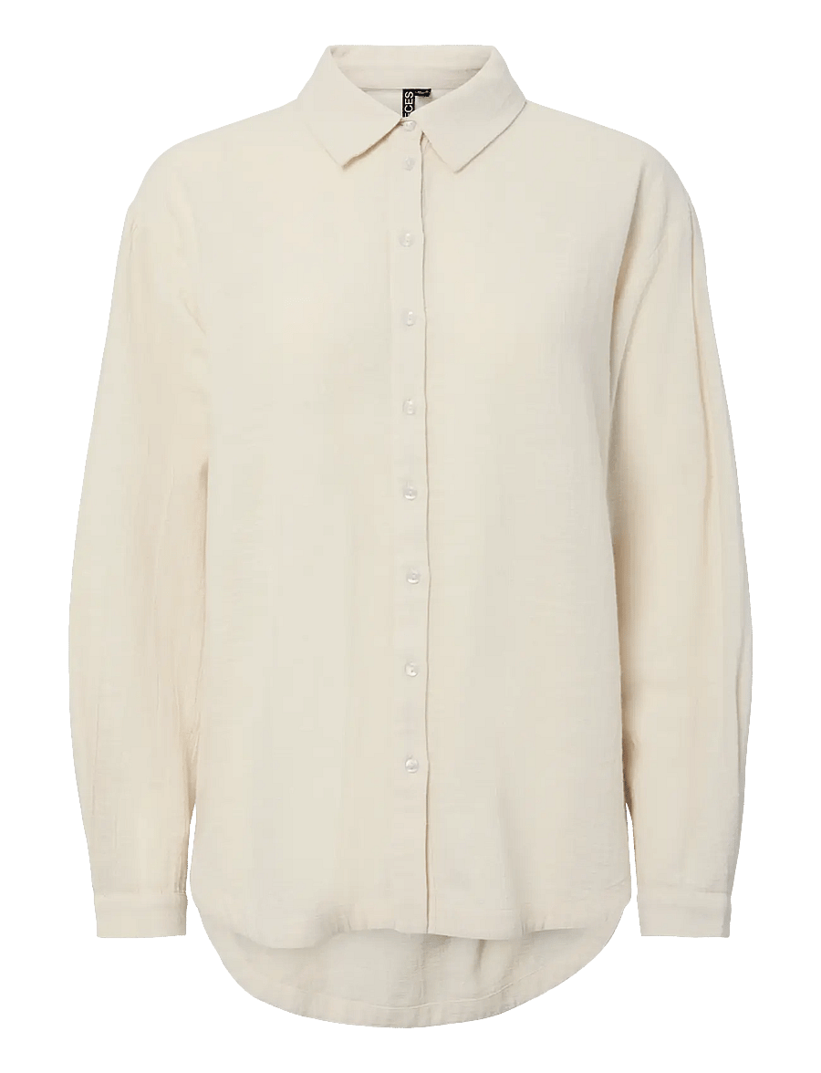 Pieces - PCAGNES LS OVERSIZED SHIRT WVN BC - strandmode - natural - 1