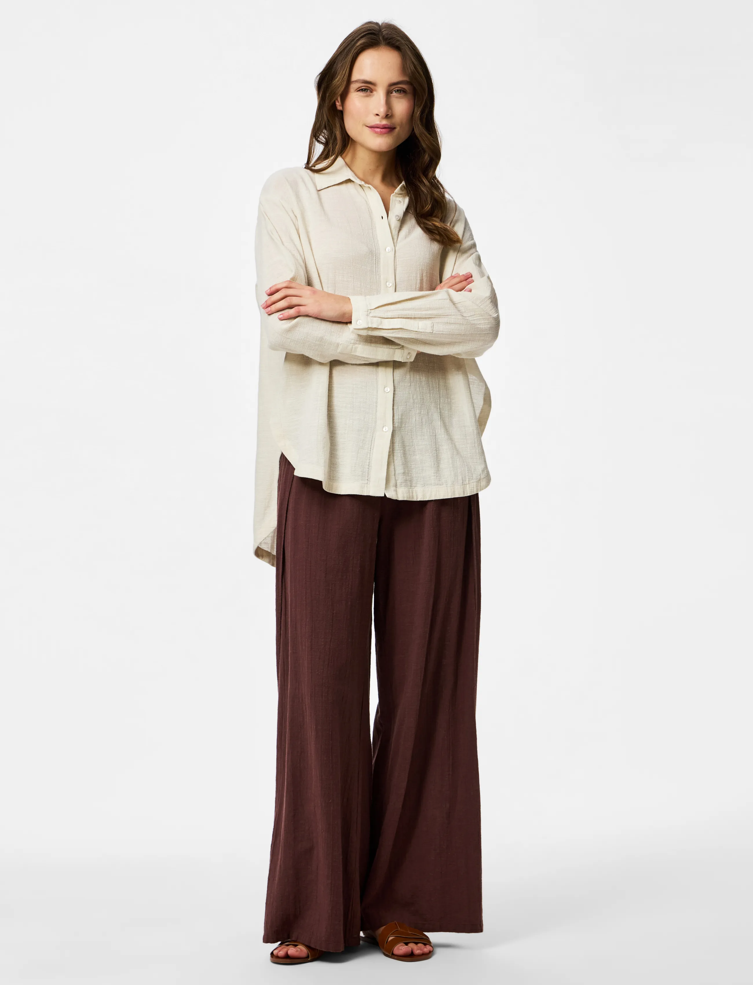 Pieces - PCAGNES LS OVERSIZED SHIRT WVN BC - die niedrigsten preise - natural - 4