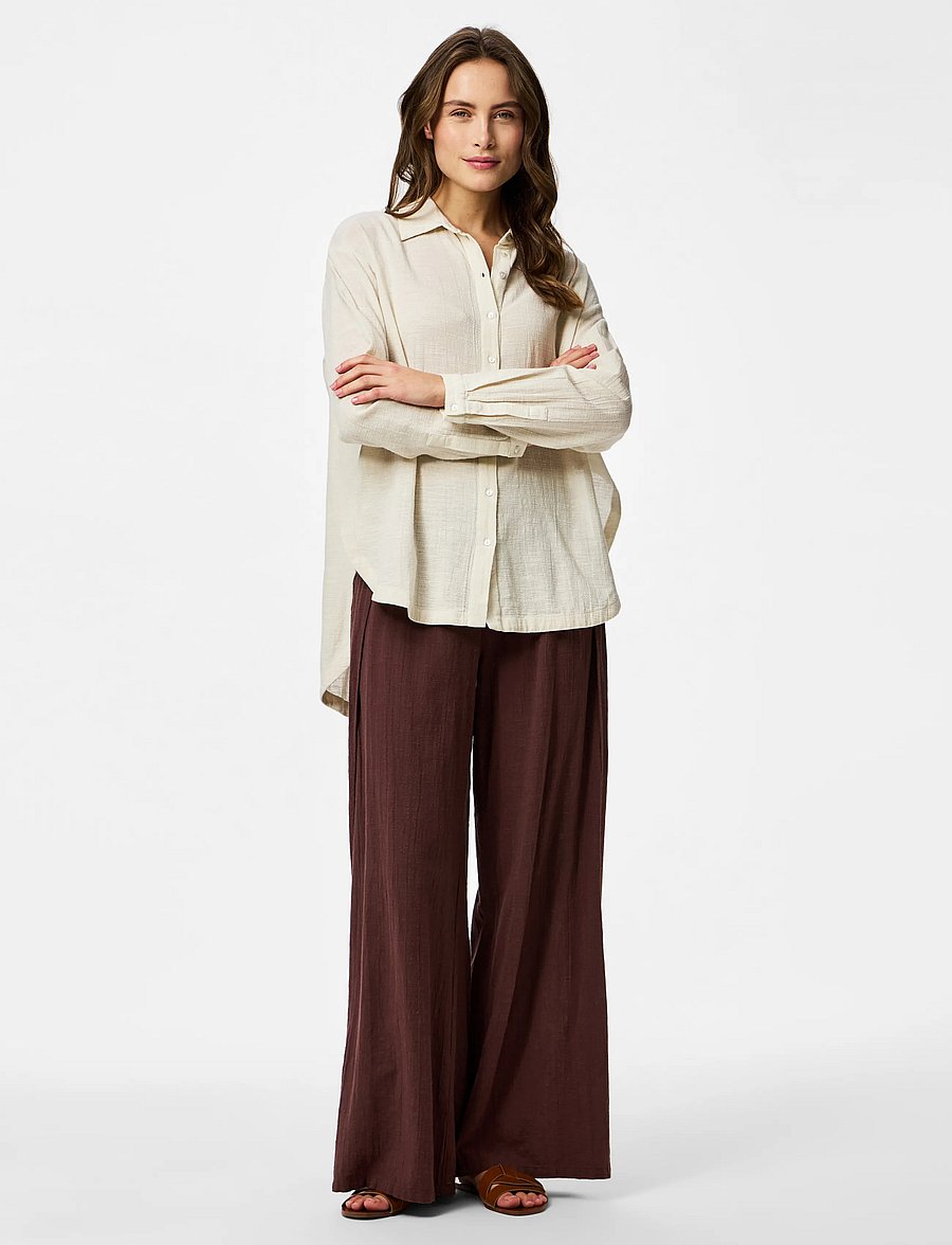Pieces - PCAGNES LS OVERSIZED SHIRT WVN BC - strandmode - natural - 4