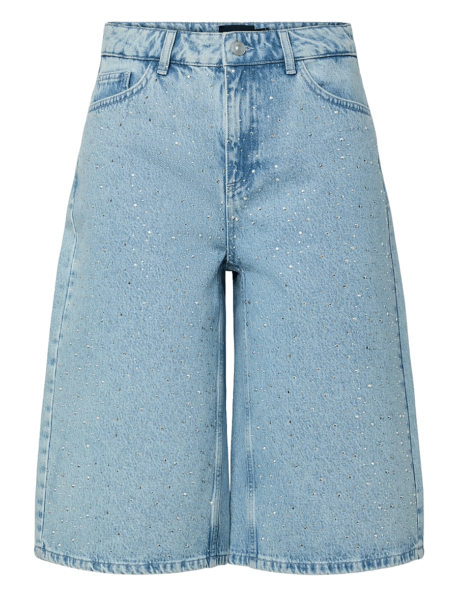 Pieces - PCNOEL MW DENIM JORTS D2D PP - jeansshorts - light blue denim - 1