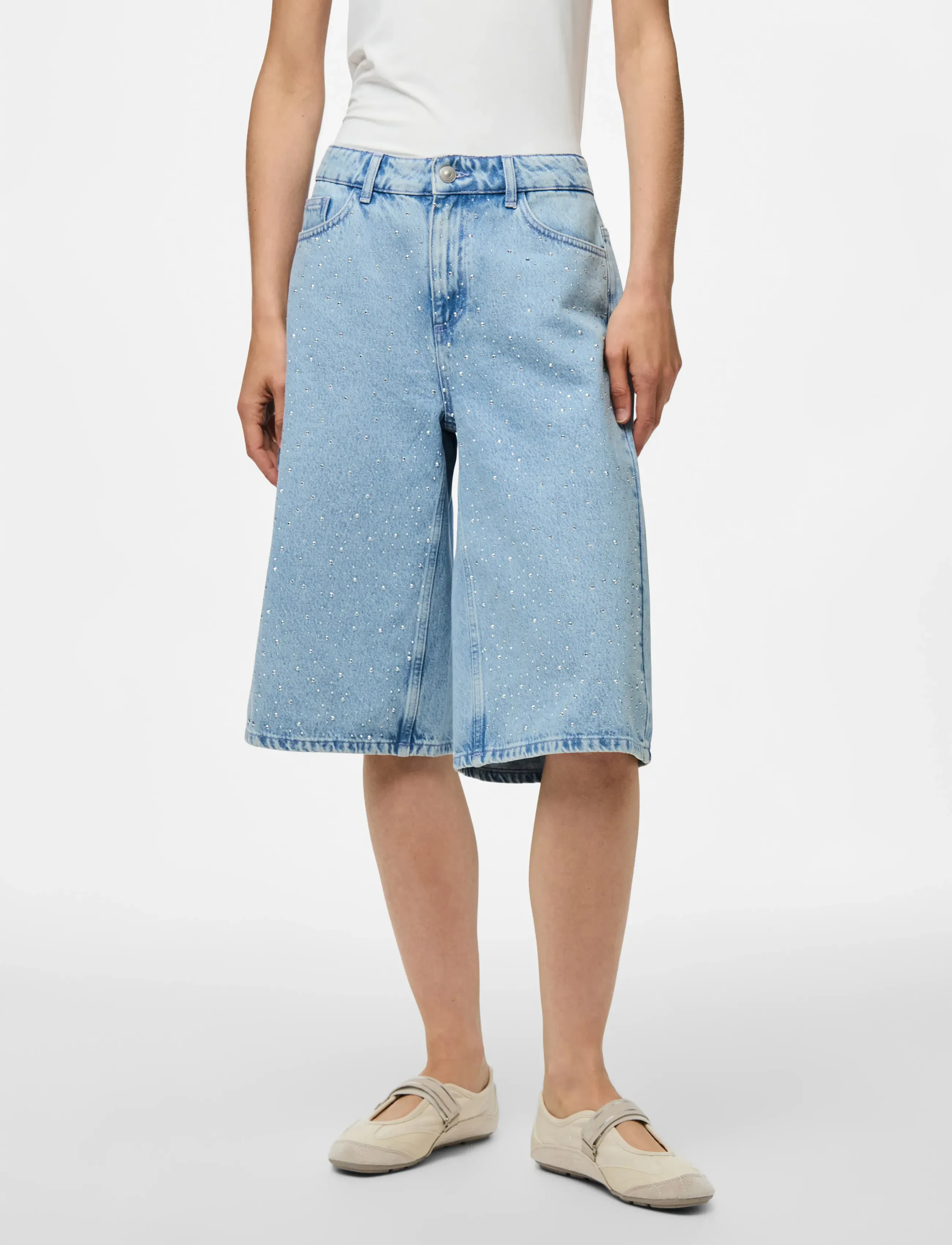 Pieces Pcnoel Mw Denim Jorts D2D Pp, M, Shorts, Blau - Frauen