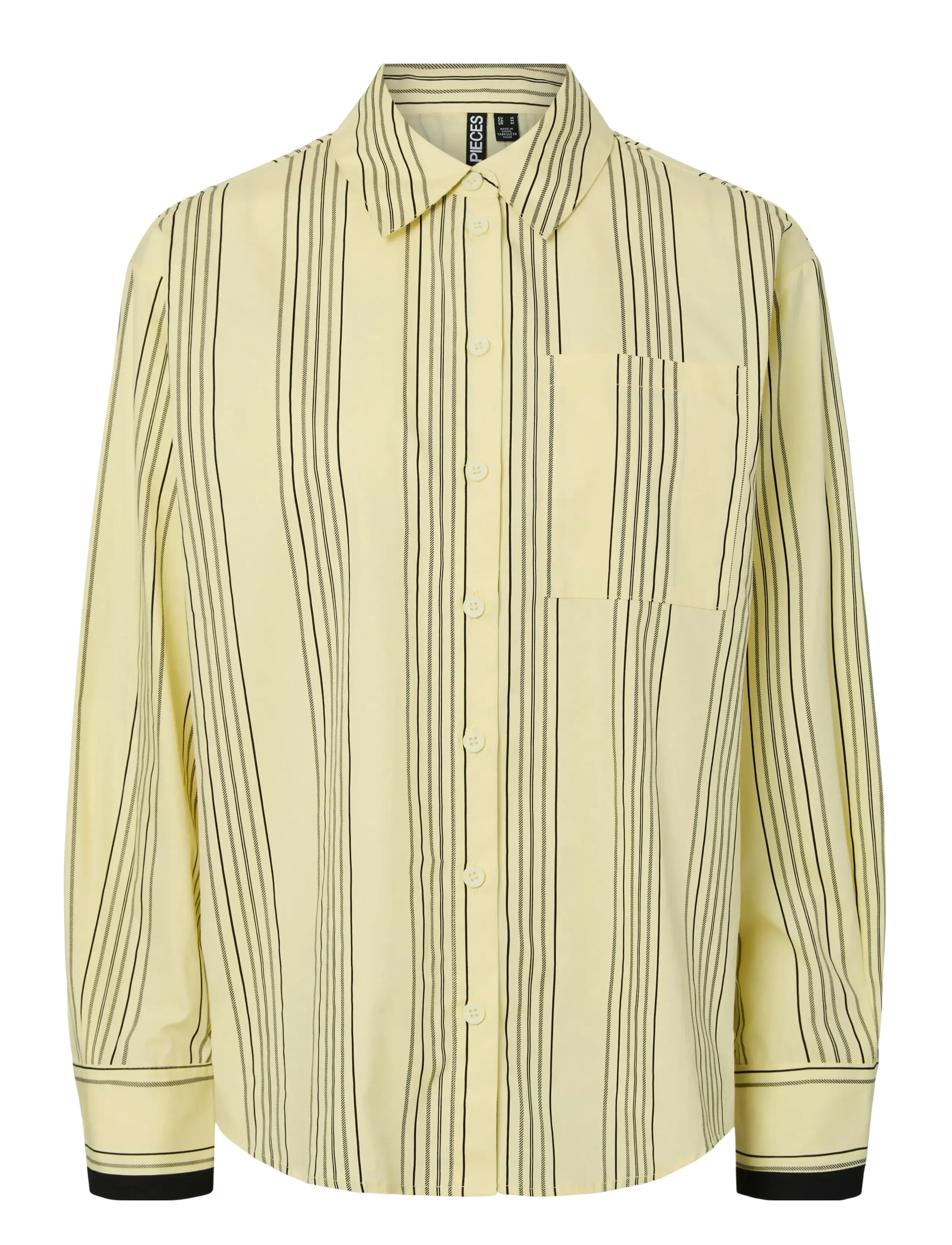 Pieces Pcjamie Ls Loose Shirt Wvn D2D Pp, XS, Yellow, Skjorter > Langærmede, Dame