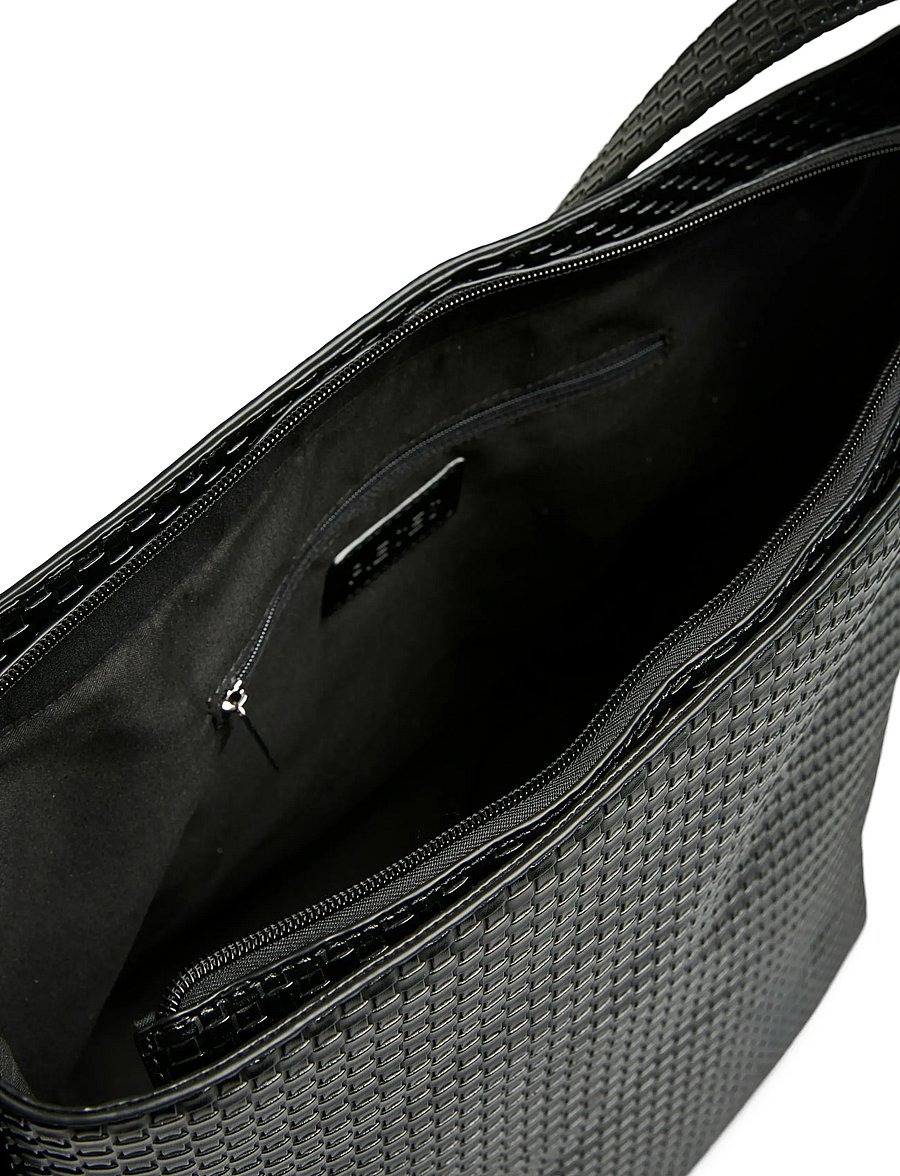 Pieces - PCMILLANE BRAIDED SHOPPER PP - ietilpīgas somas - black - 3