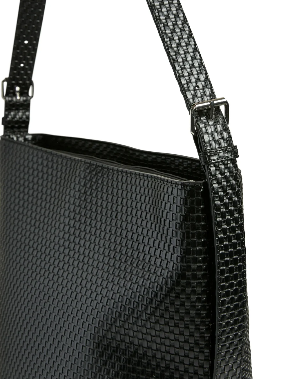 Pieces - PCMILLANE BRAIDED SHOPPER PP - shoppingväskor - black - 4