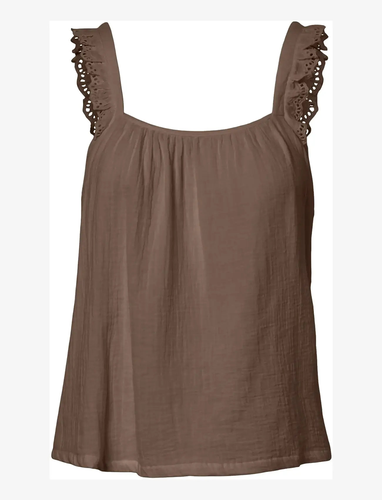 Pieces - PCSASTINA SL STRAP TOP WVN MSA BC - sleeveless blouses - coffee quartz - 0