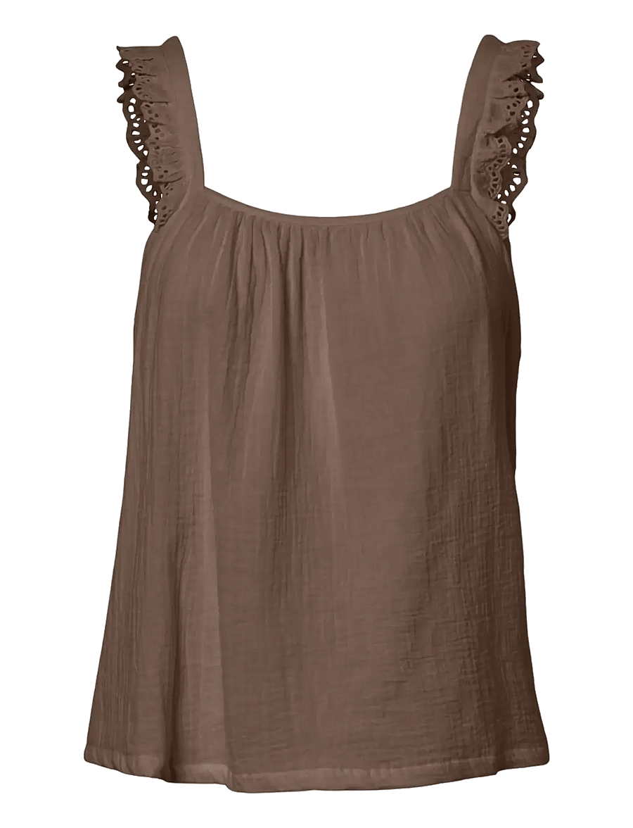 Pieces - PCSASTINA SL STRAP TOP WVN MSA BC - Ärmlösa blusar - coffee quartz - 0