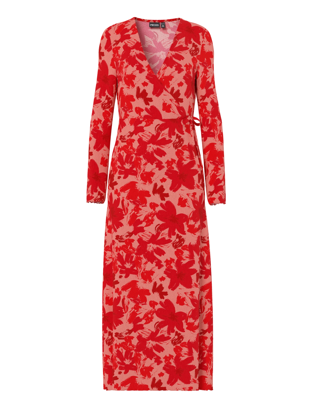 Pieces PCFLORA LS WRAP ANKLE DRESS JRS MSA BC - Farben der Saison - ADRENALINE RUSH / red
