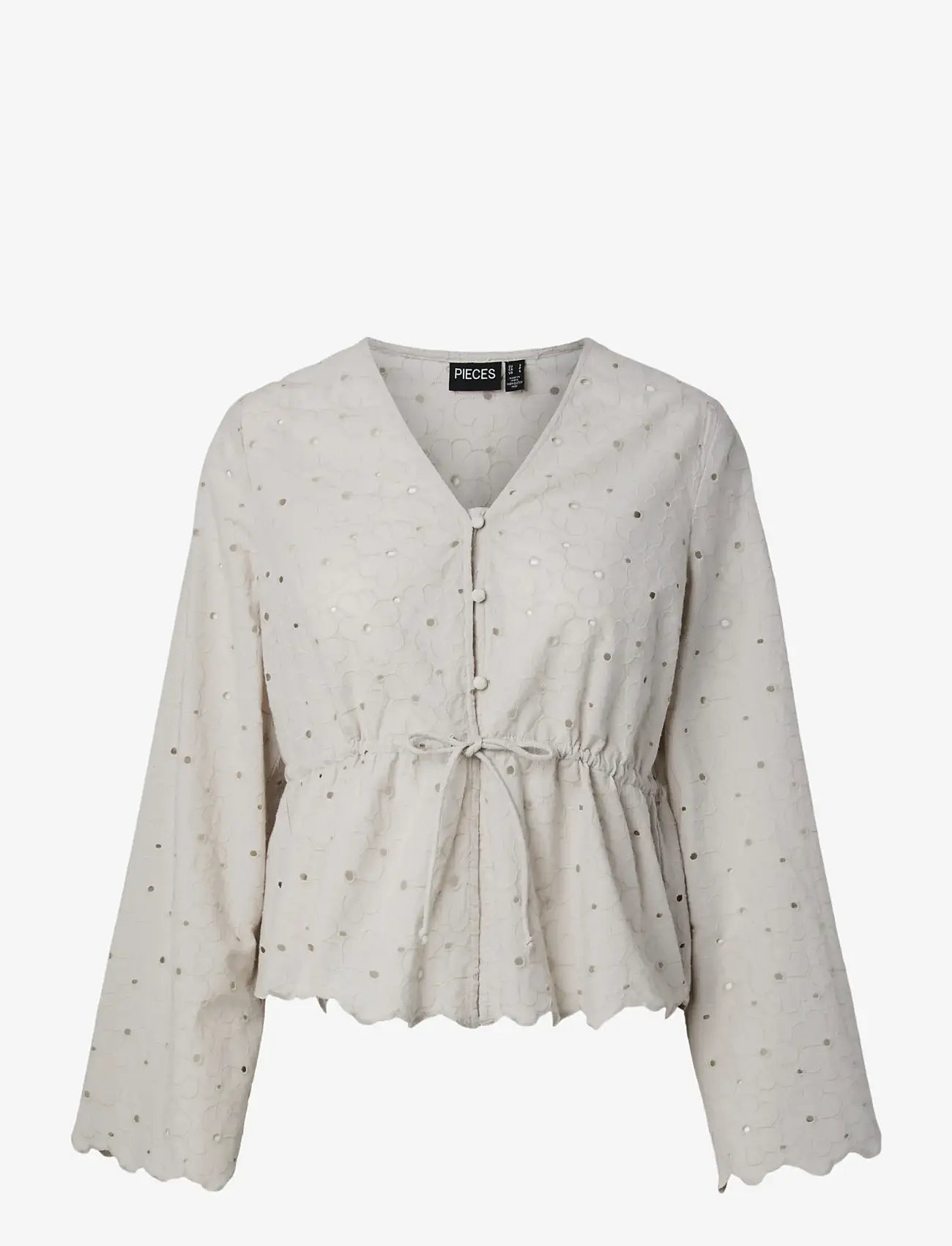 Pieces - PCARMORINE LS EMBRODERI TOP WVN - langärmlige blusen - silver lining - 1