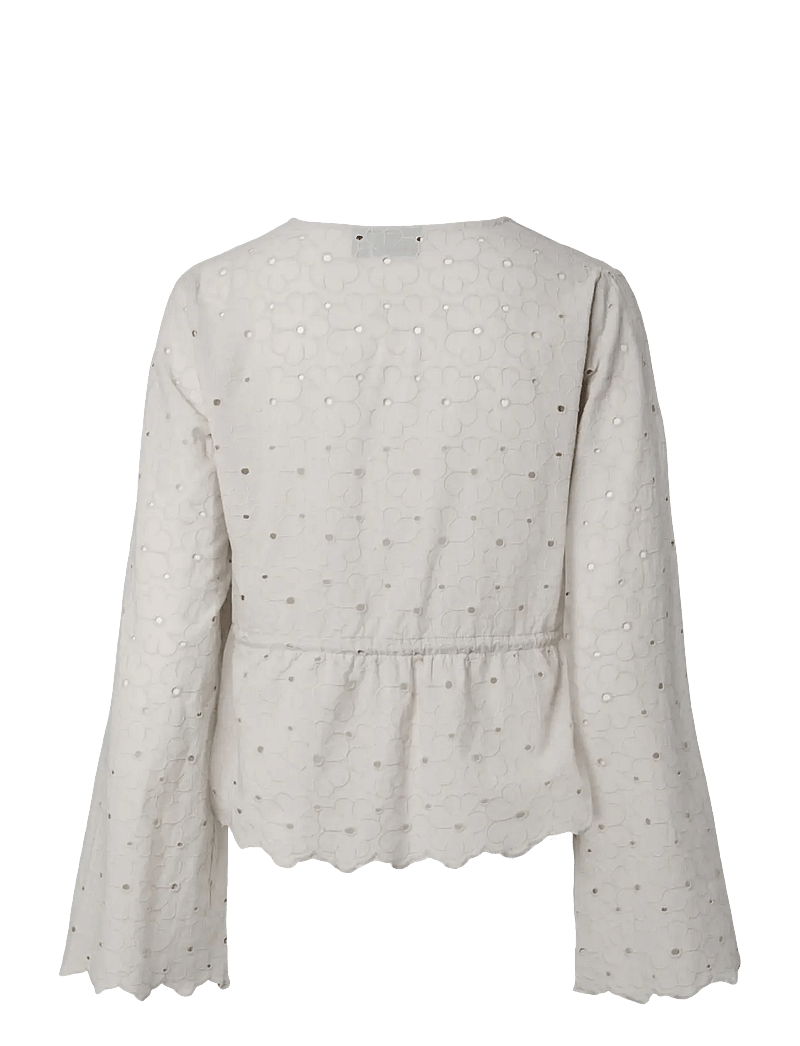 Pieces - PCARMORINE LS EMBRODERI TOP WVN - langärmlige blusen - silver lining - 2