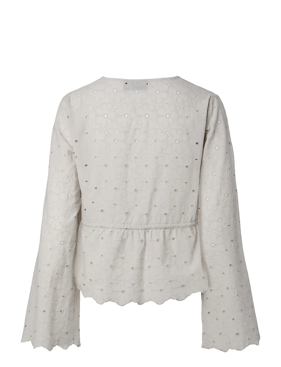 Pieces - PCARMORINE LS EMBRODERI TOP WVN - langärmelige blusen - silver lining - 2
