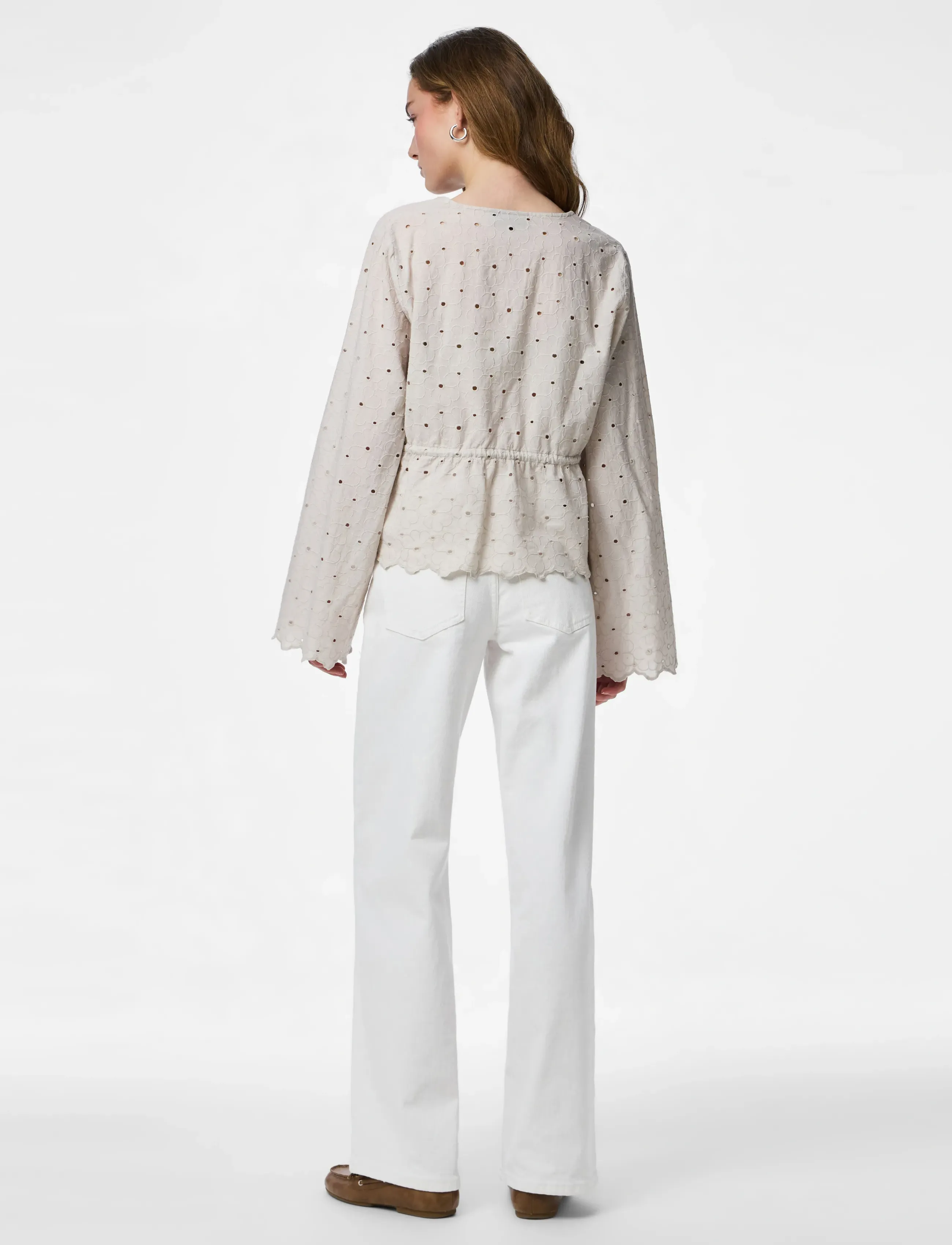 Pieces - PCARMORINE LS EMBRODERI TOP WVN - long sleeved blouses - silver lining - 3