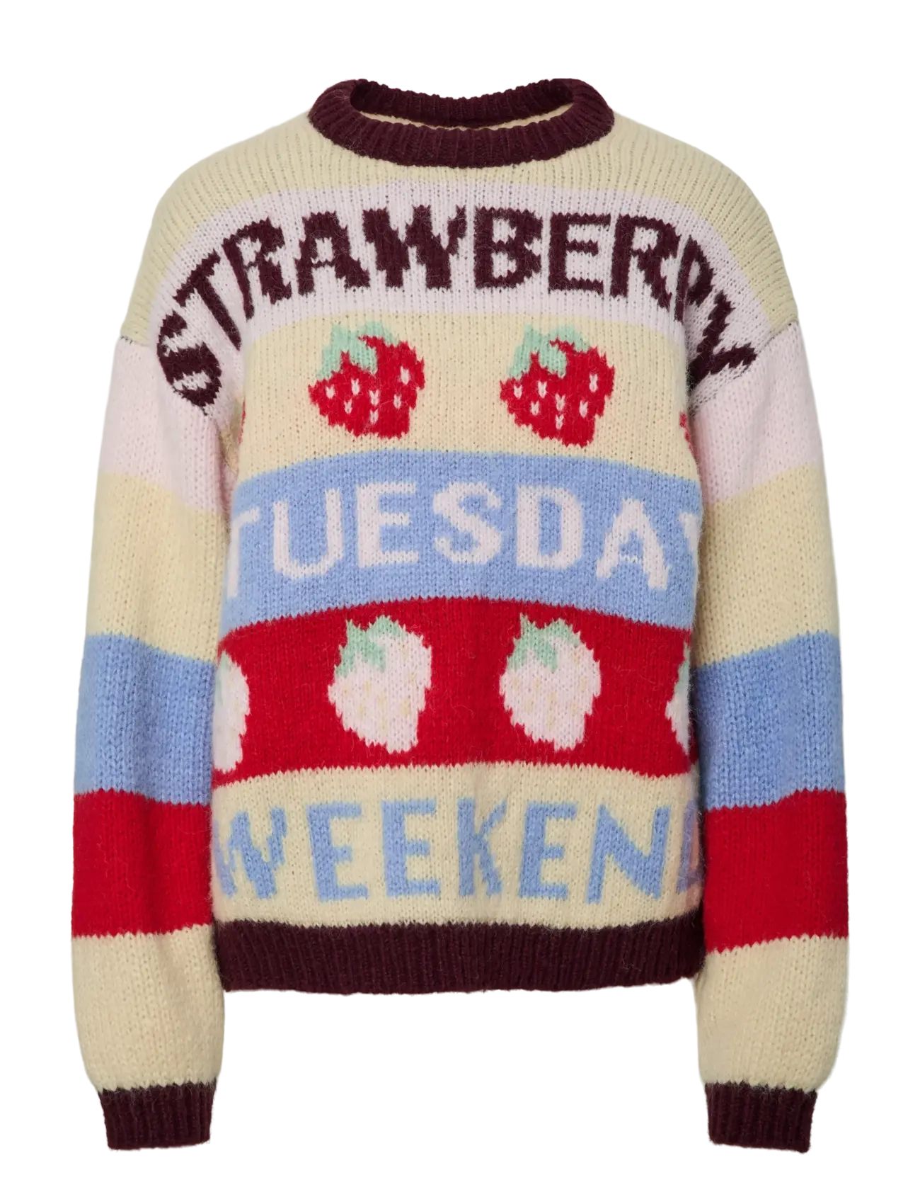 Pieces PCBIKKA LS O-NECK KNIT BC - Riided - FRENCH VANILLA / multi