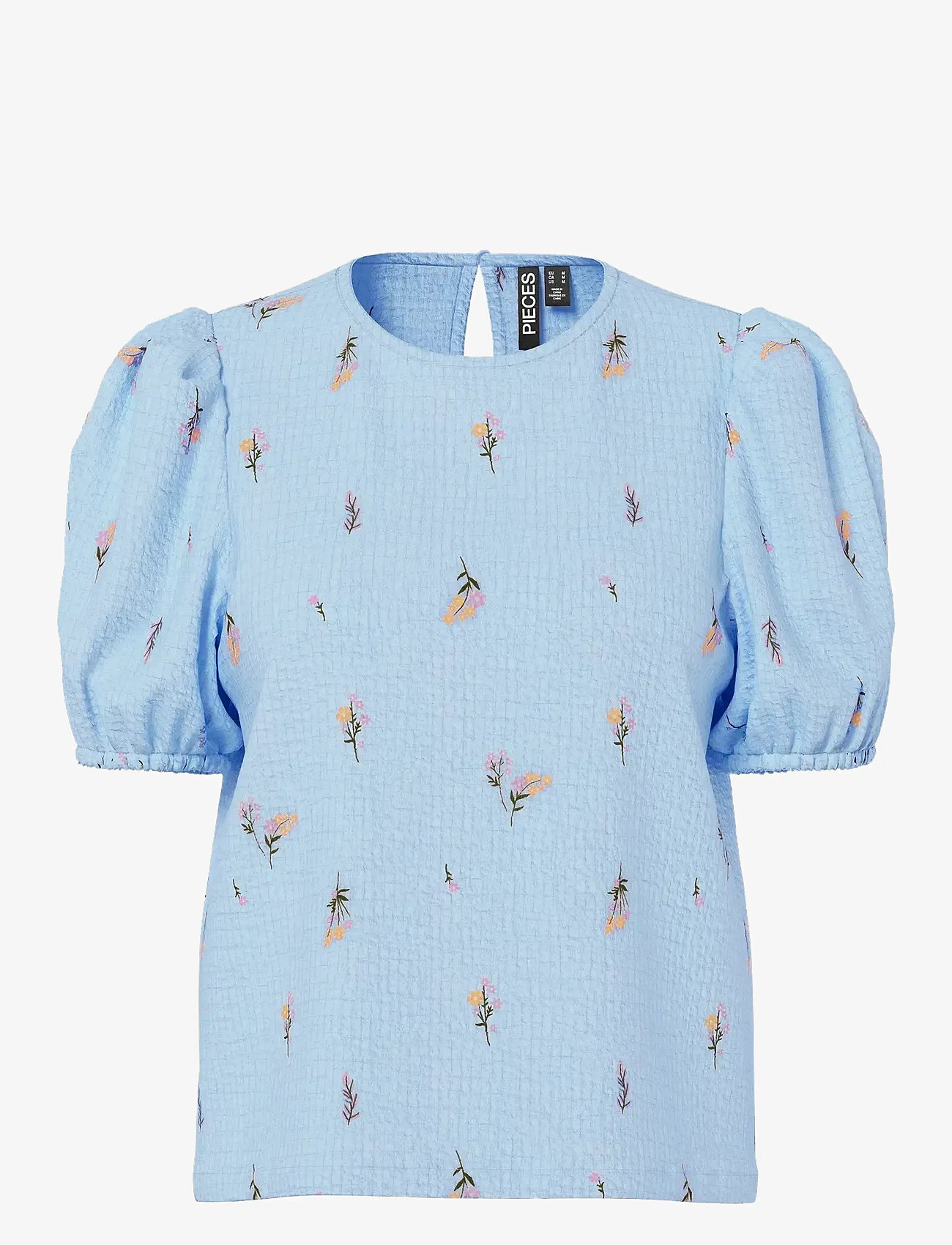 Pieces - PCJEO SS O-NECK TOP WVN D2D - t-shirts - cashmere blue - 0