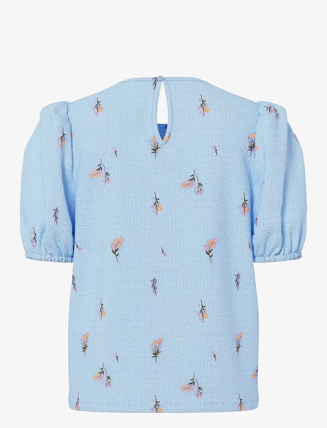 Pieces - PCJEO SS O-NECK TOP WVN D2D - t-shirts - cashmere blue - 1