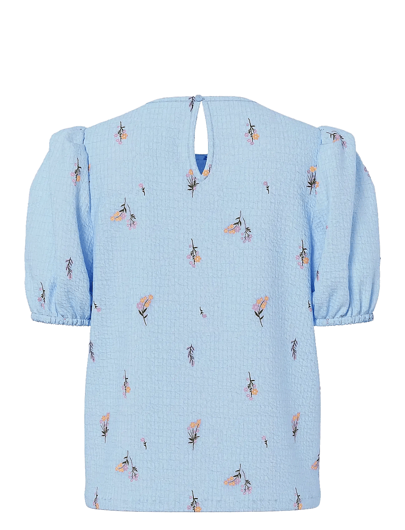 Pieces - PCJEO SS O-NECK TOP WVN D2D - t-shirts - cashmere blue - 1