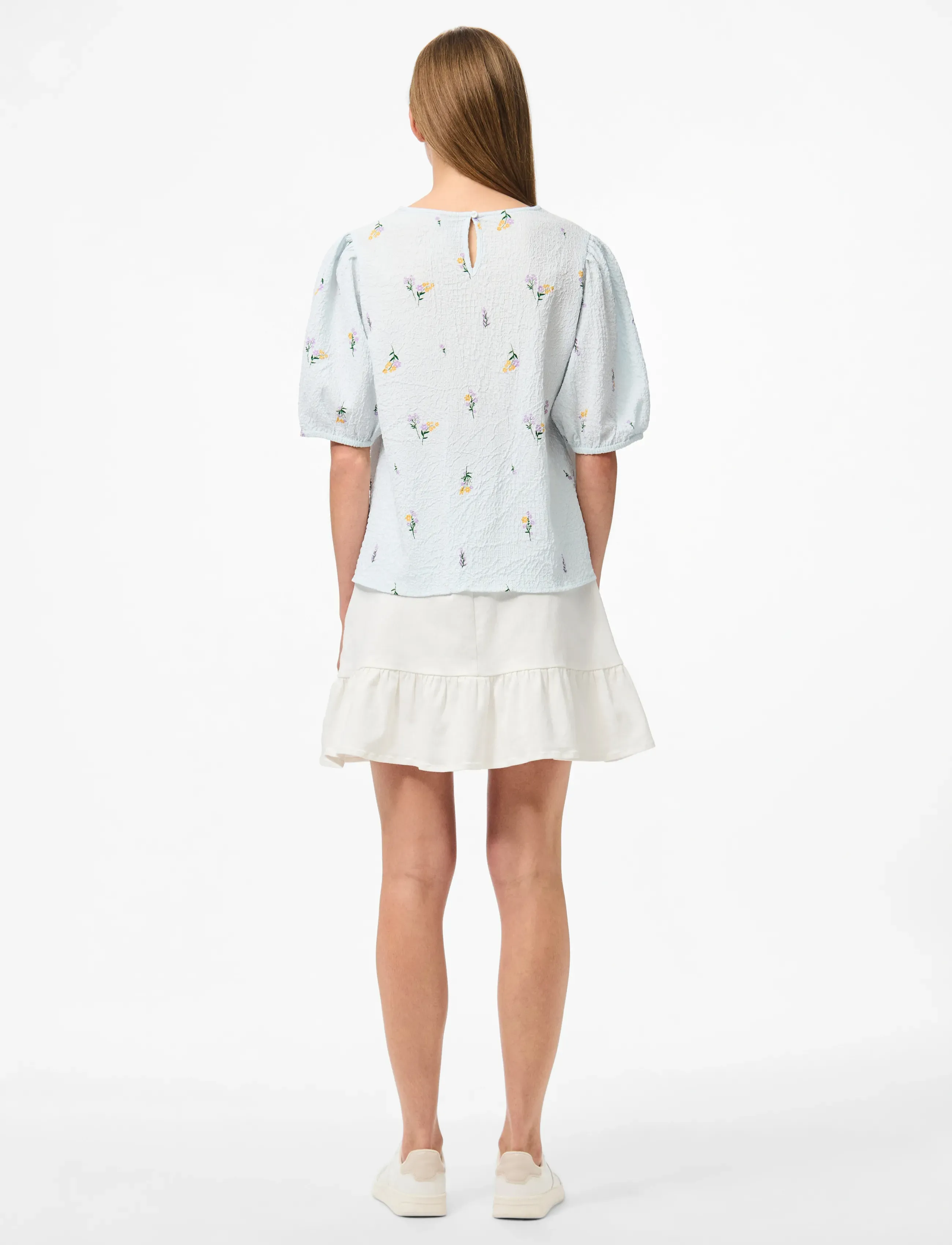 Pieces - PCJEO SS O-NECK TOP WVN D2D - cashmere blue - 3