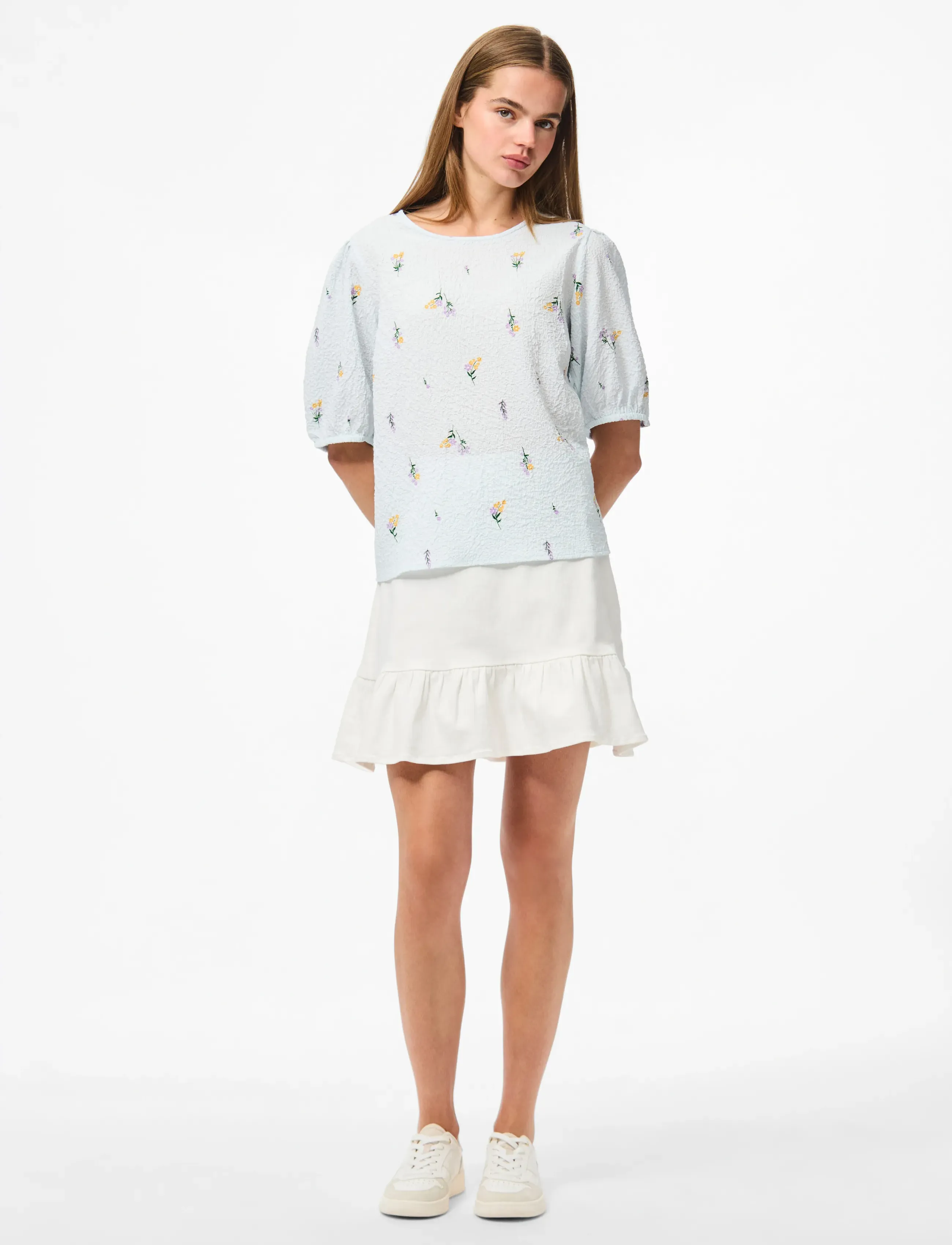 Pieces - PCJEO SS O-NECK TOP WVN D2D - cashmere blue - 4