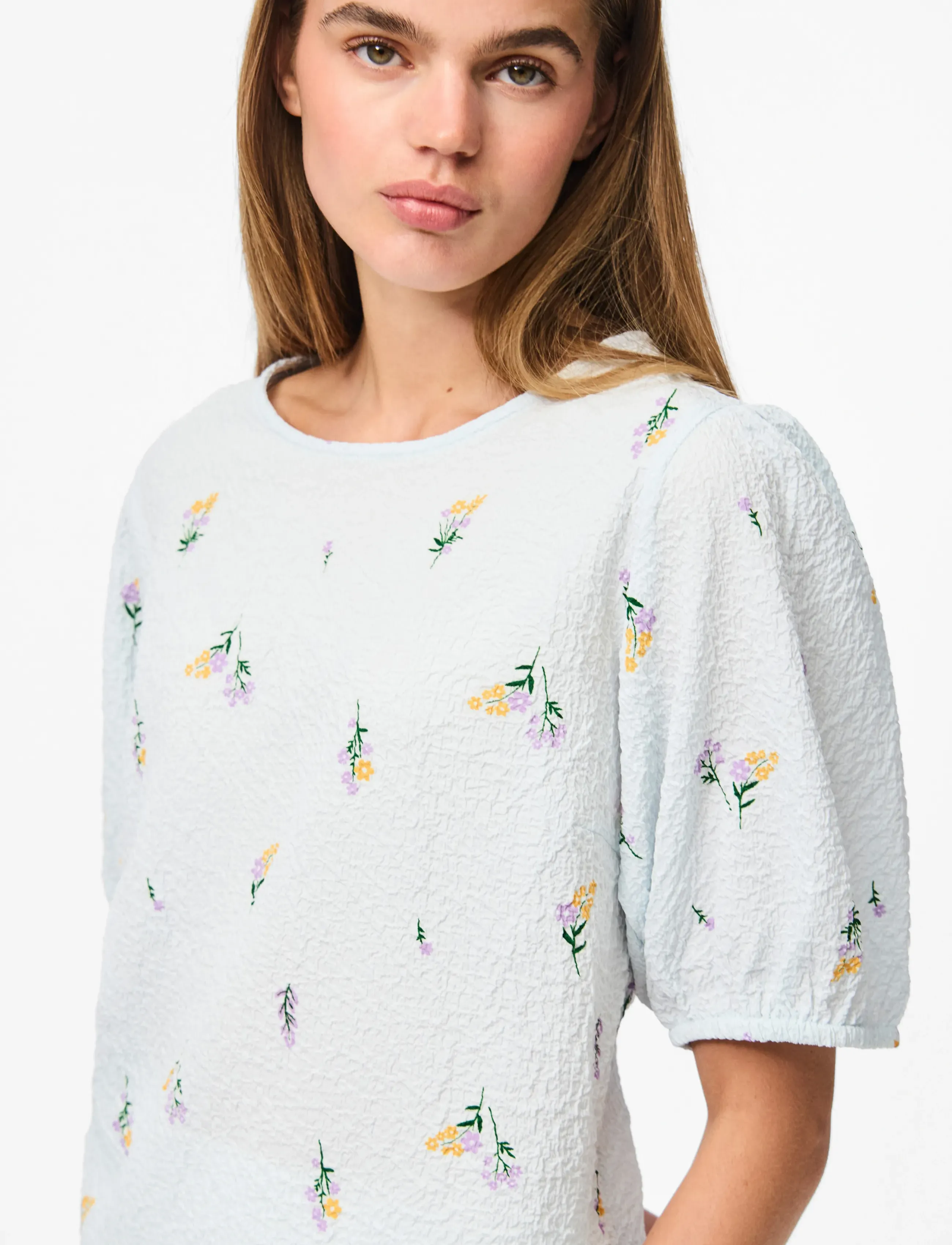 Pieces - PCJEO SS O-NECK TOP WVN D2D - cashmere blue - 5