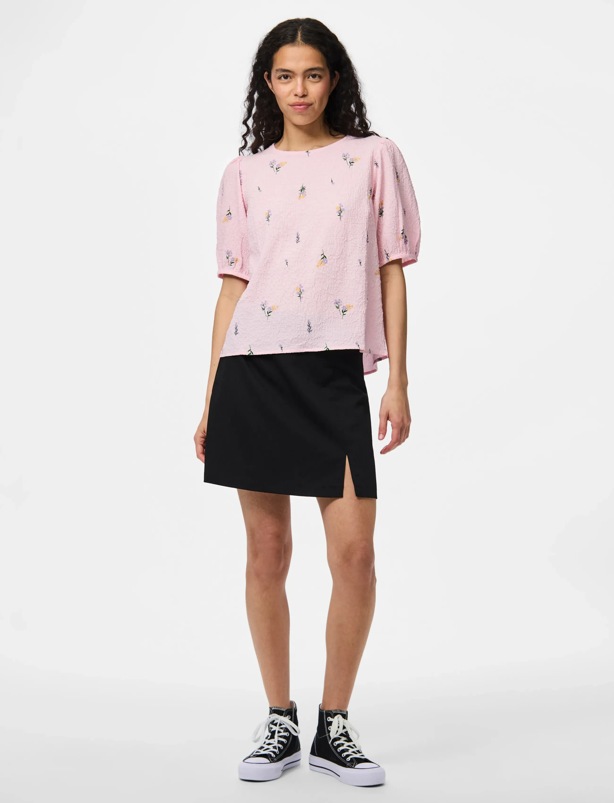 Pieces - PCJEO SS O-NECK TOP WVN D2D - pink tulle - 4