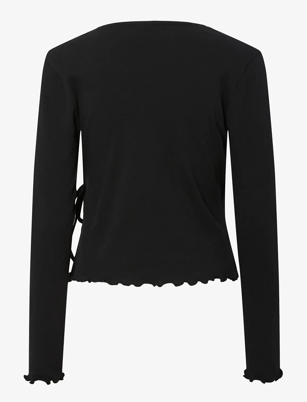 Pieces - PCKITTE LS V-NECK WRAP TOP JRS NOOS BC - langerma toppar - black - 2