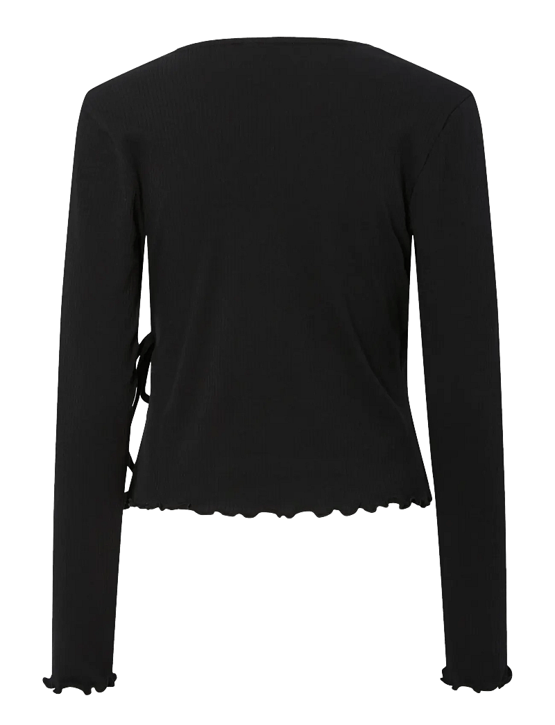 Pieces - PCKITTE LS V-NECK WRAP TOP JRS NOOS BC - langerma toppar - black - 2