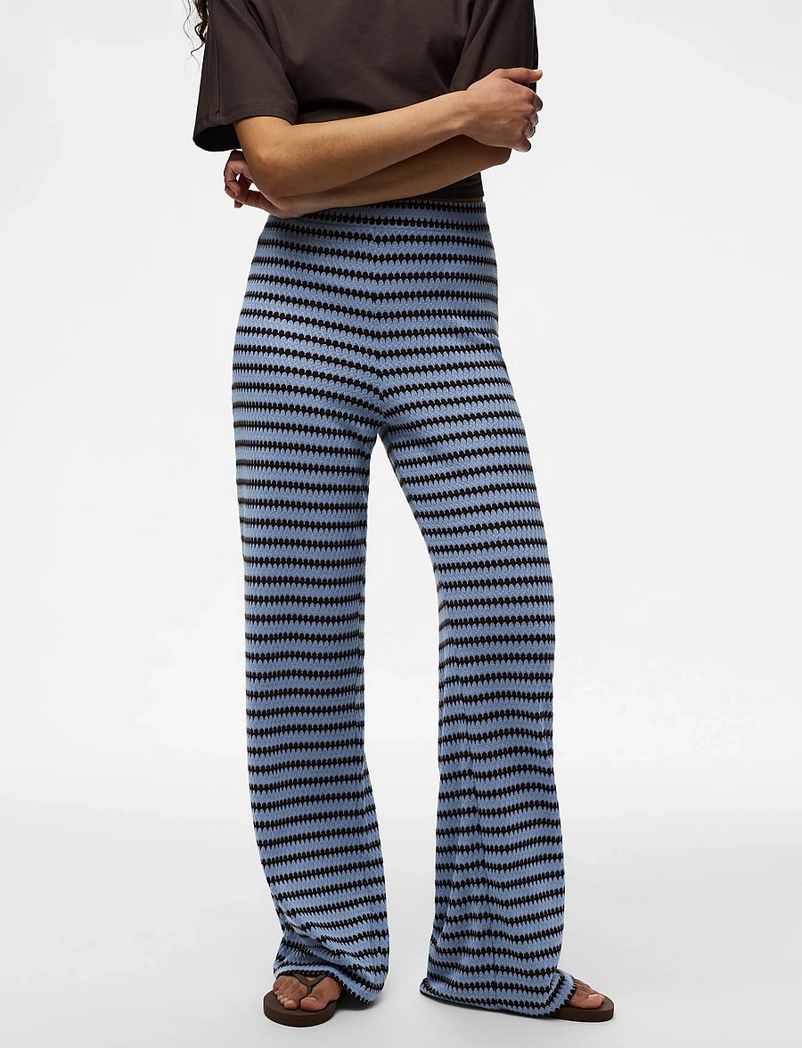 Pieces - PCJEYA HW WIDE KNIT PANT D2D JRS - laia säärega püksid - cashmere blue - 0