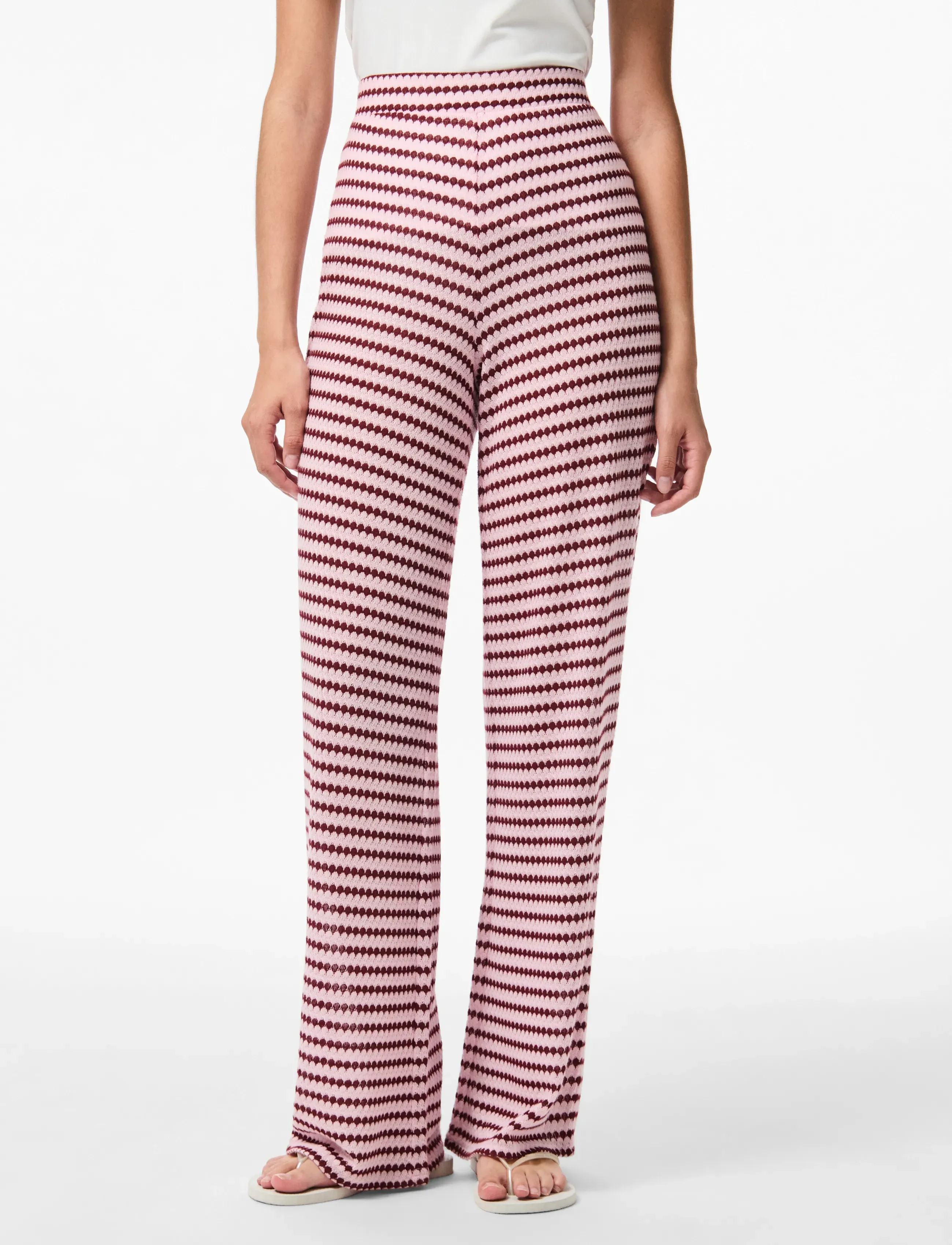 Pieces PCJEYA HW WIDE KNIT PANT D2D JRS - Hosen - PINK TULLE / pink/rose