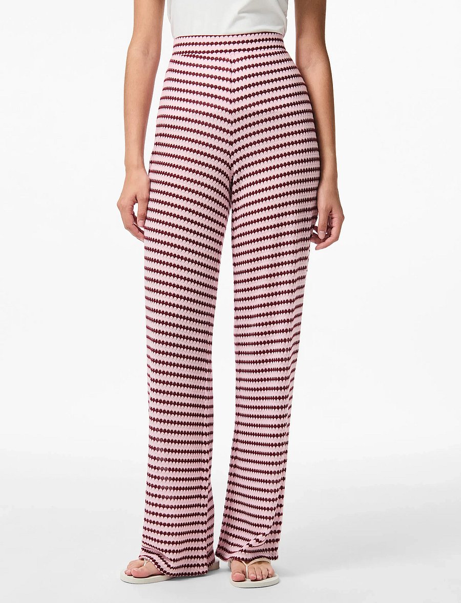 Pieces - PCJEYA HW WIDE KNIT PANT D2D JRS - buxur með víðum skálmum - pink tulle - 0