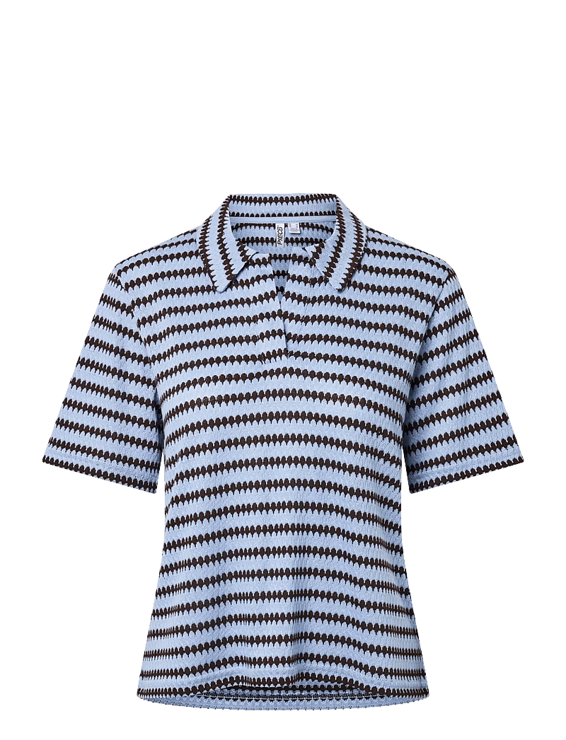 Pieces - PCJEYA SS V-NECK LOOSE POLO D2D JRS - poloshirts - cashmere blue - 1