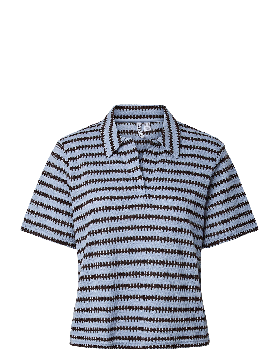 Pieces - PCJEYA SS V-NECK LOOSE POLO D2D JRS - polosärgid - cashmere blue - 1