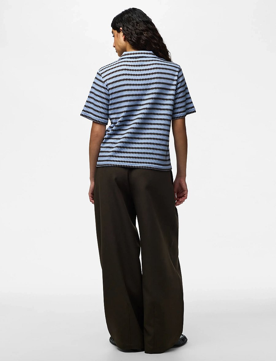 Pieces - PCJEYA SS V-NECK LOOSE POLO D2D JRS - poloer - cashmere blue - 3