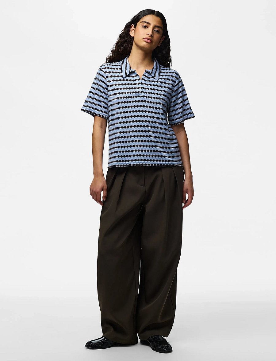 Pieces - PCJEYA SS V-NECK LOOSE POLO D2D JRS - poloer - cashmere blue - 4