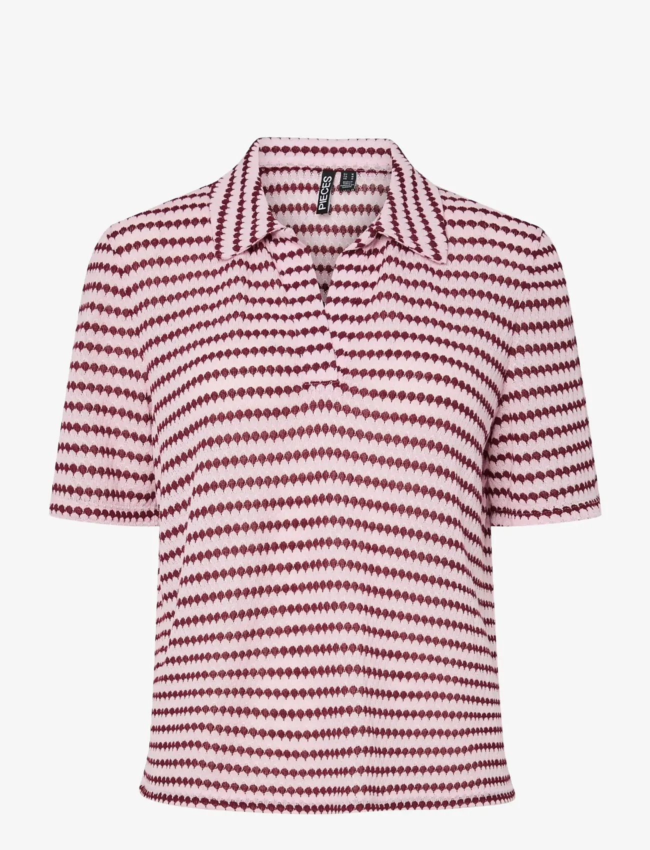Pieces - PCJEYA SS V-NECK LOOSE POLO D2D JRS - pink tulle - 1