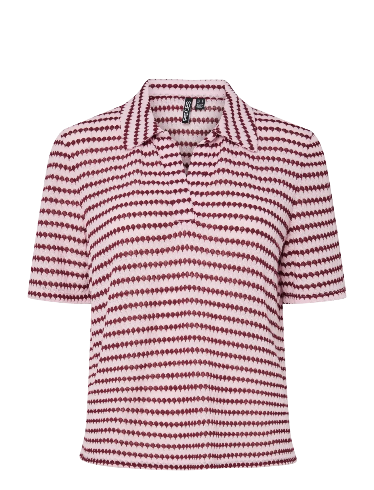 Pieces PCJEYA SS V-NECK LOOSE POLO D2D JRS - Nyheder - PINK TULLE / multi