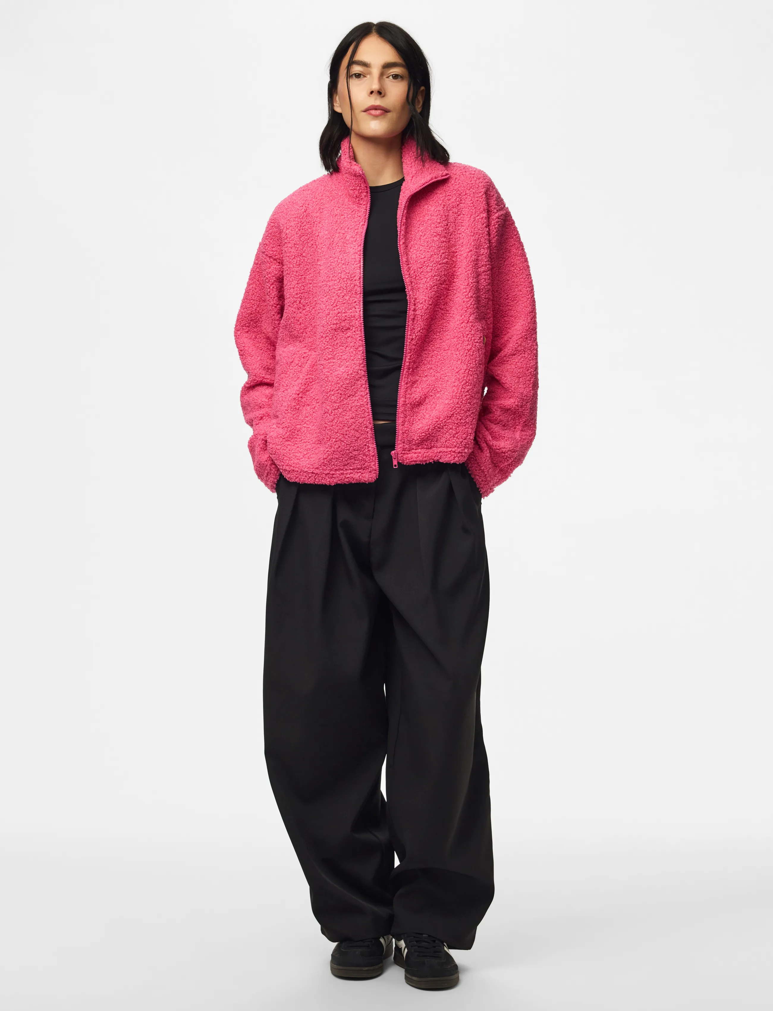 Pieces - PCKATTY TEDDY HIGH-NECK JACKET NOOS BC - kunstpelz - shocking pink - 4