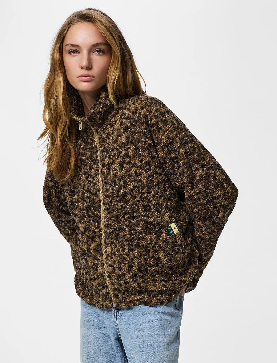 Pieces - PCKATTY TEDDY HIGH-NECK JACKET NOOS BC - kunstpelz - tannin - 0