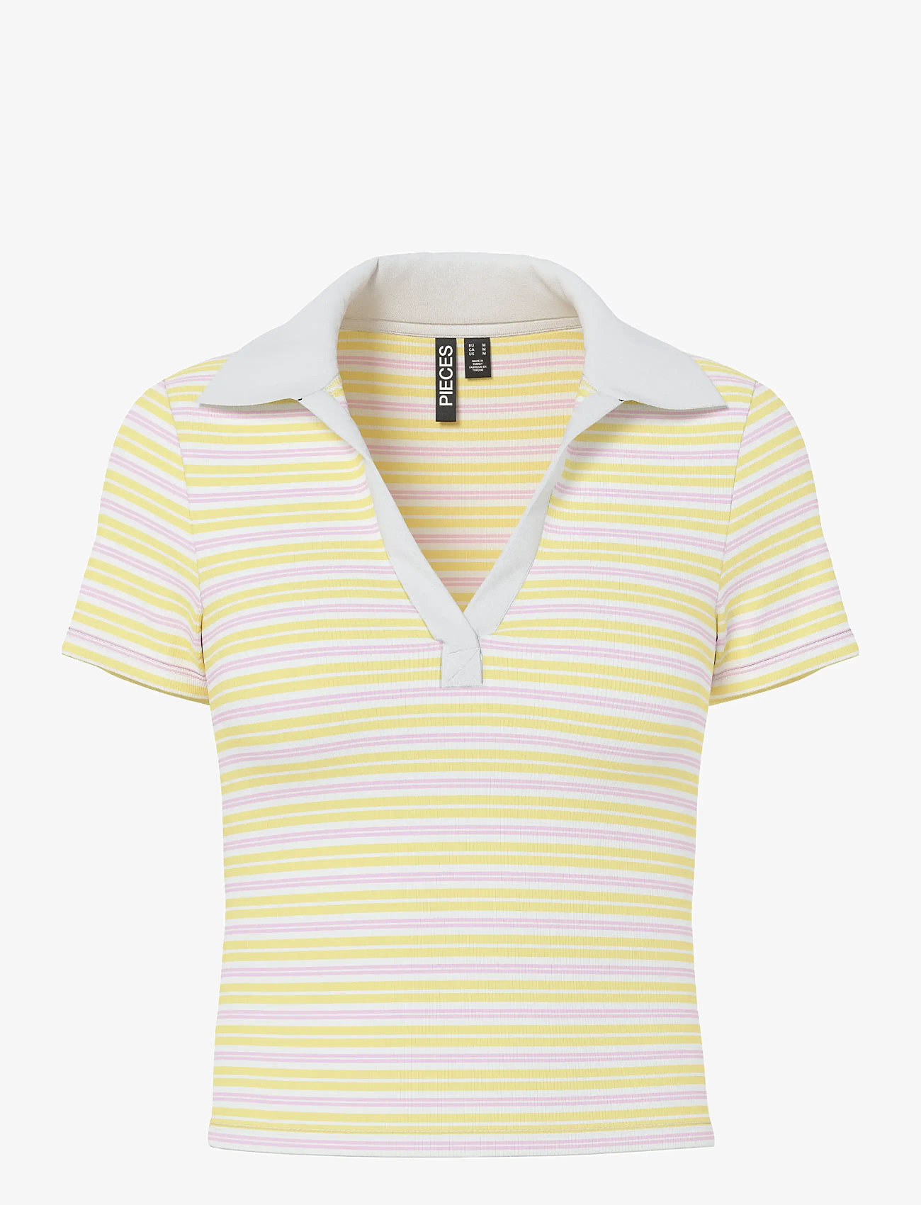 Pieces - PCJAYJAY SS V-NECK POLO TOP JRS D2D FSY - pale banana - 1