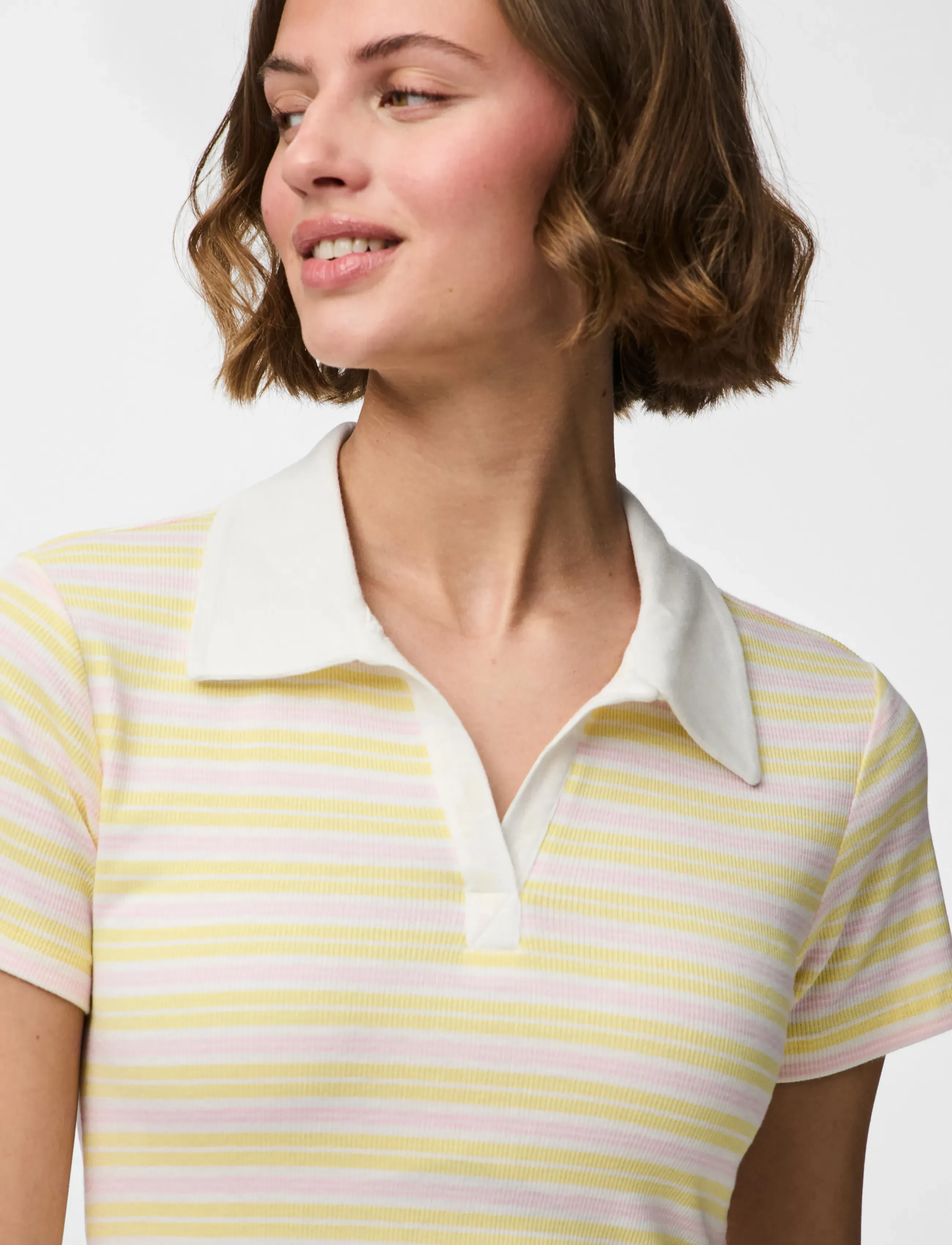 Pieces - PCJAYJAY SS V-NECK POLO TOP JRS D2D FSY - pale banana - 5