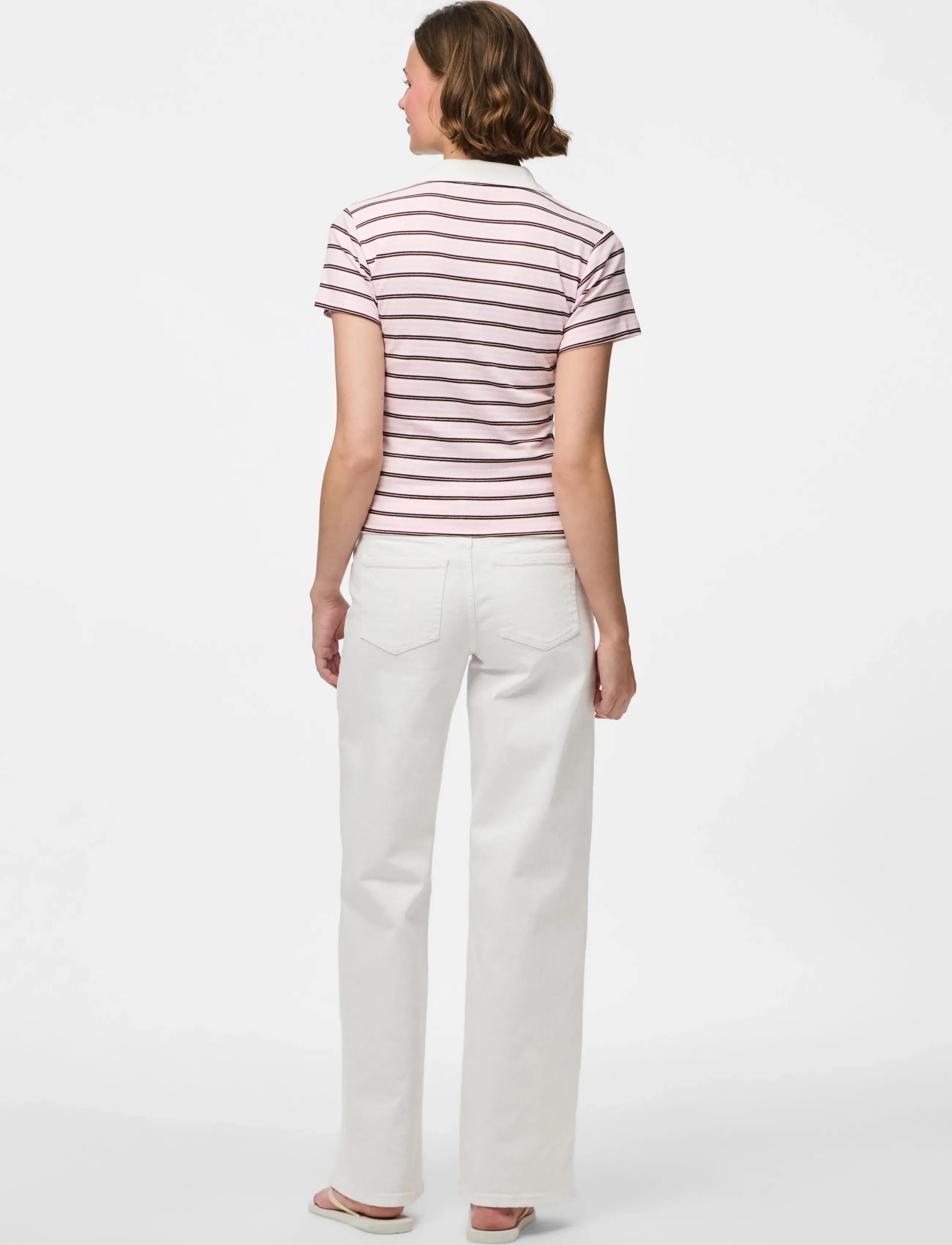 Pieces - PCJAYJAY SS V-NECK POLO TOP JRS D2D FSY - pink tulle - 3